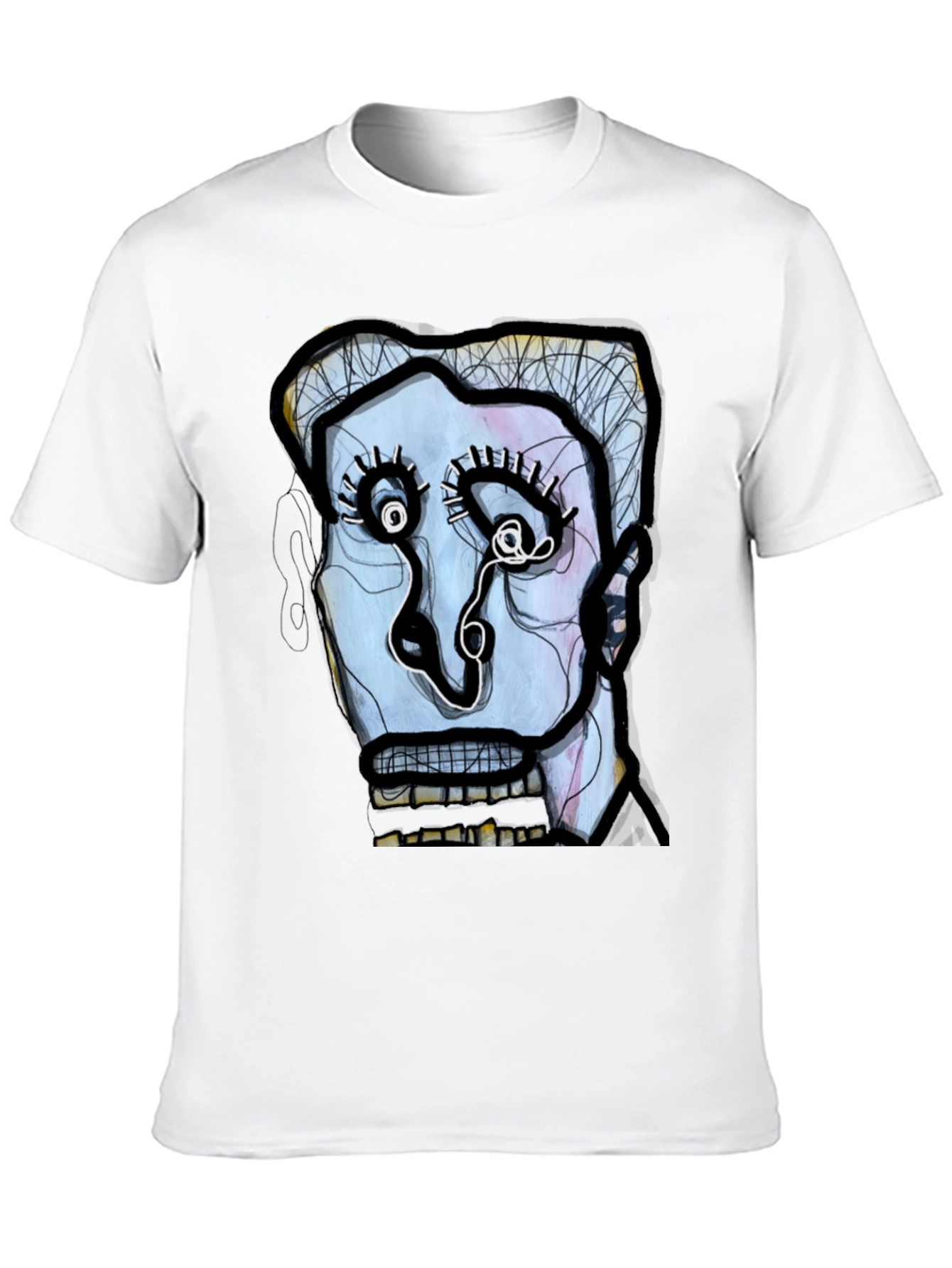 Abstract Art Face Graphic Black Tee