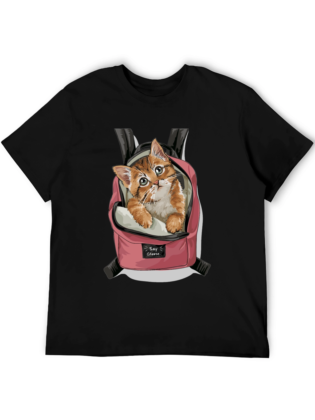 Cute Kitten in Backpack Graphic T-Shirt