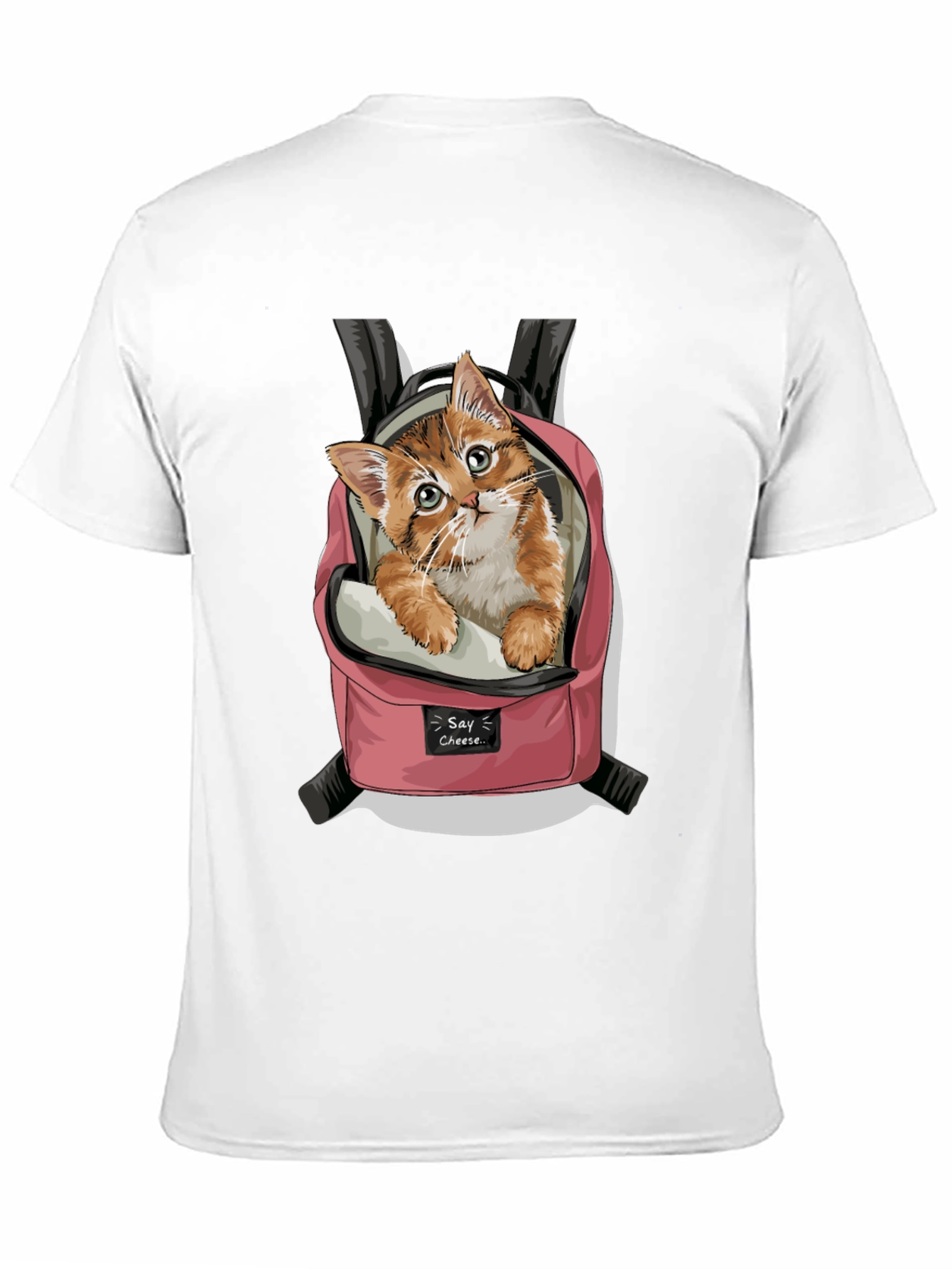 Cute Kitten in Backpack Graphic T-Shirt