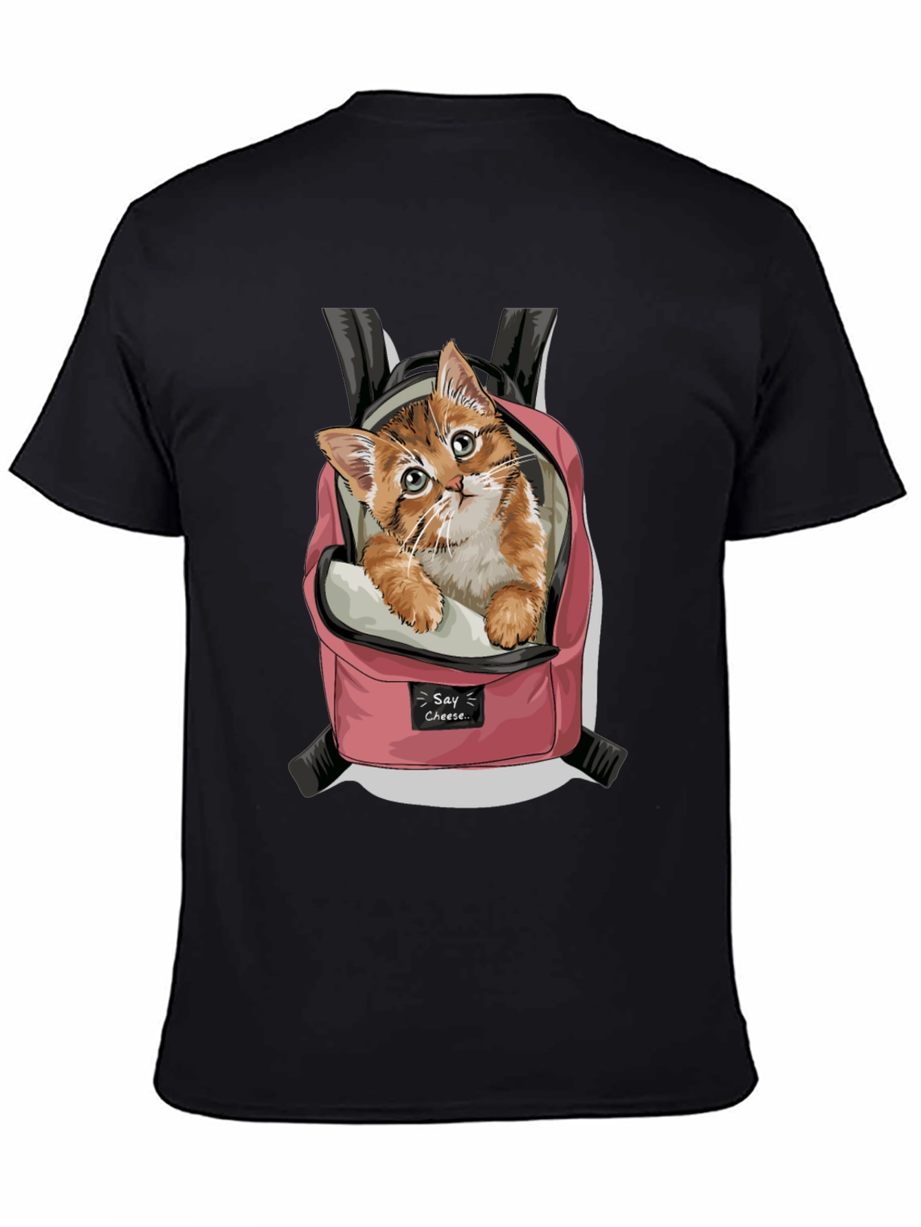 Cute Kitten in Backpack Graphic T-Shirt
