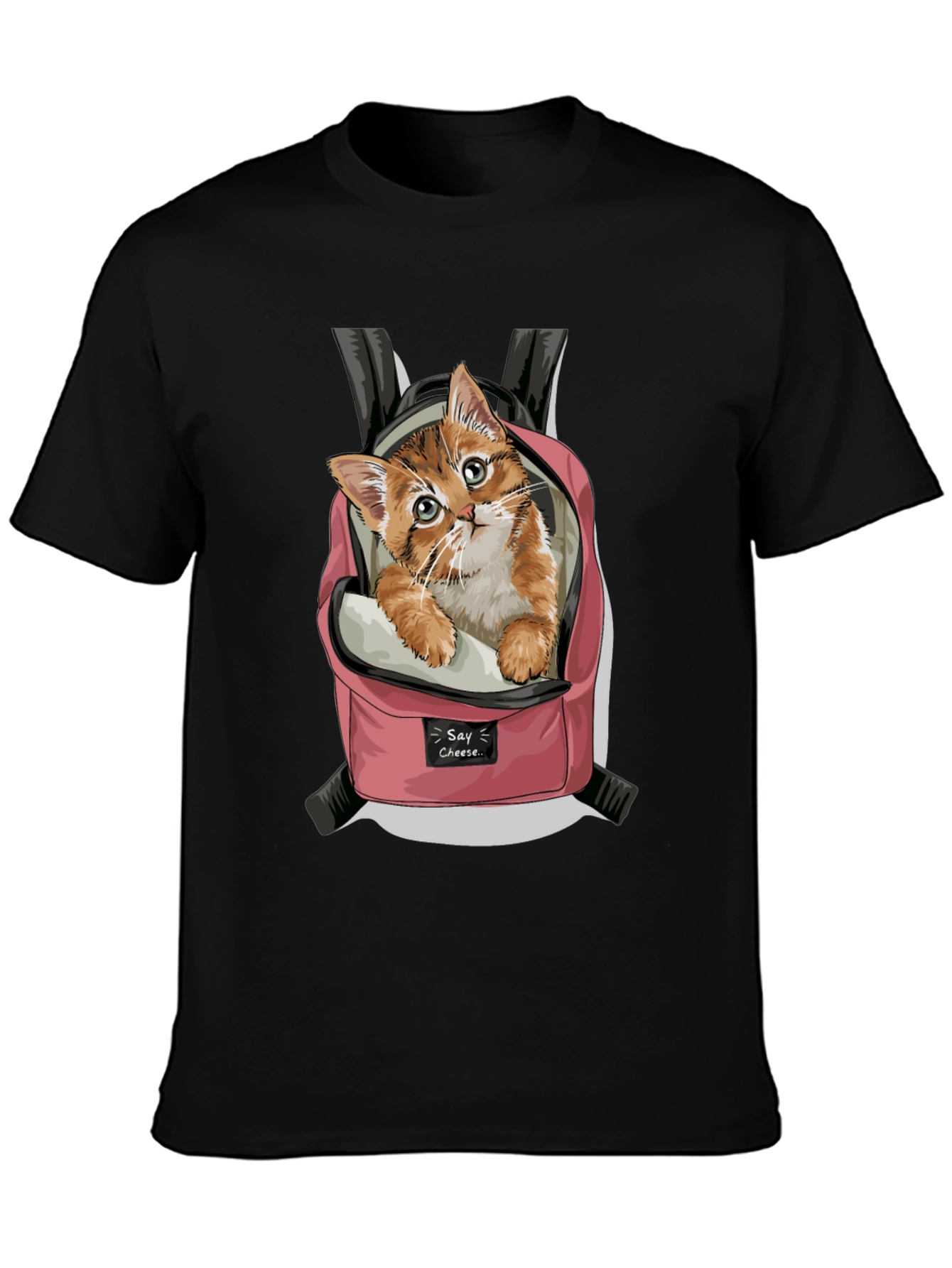 Cute Kitten in Backpack Graphic T-Shirt