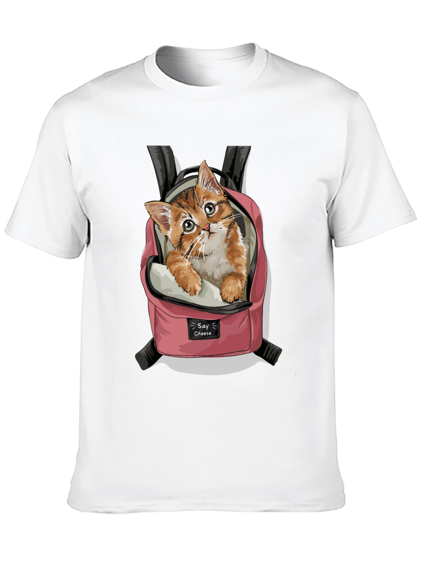 Cute Kitten in Backpack Graphic T-Shirt
