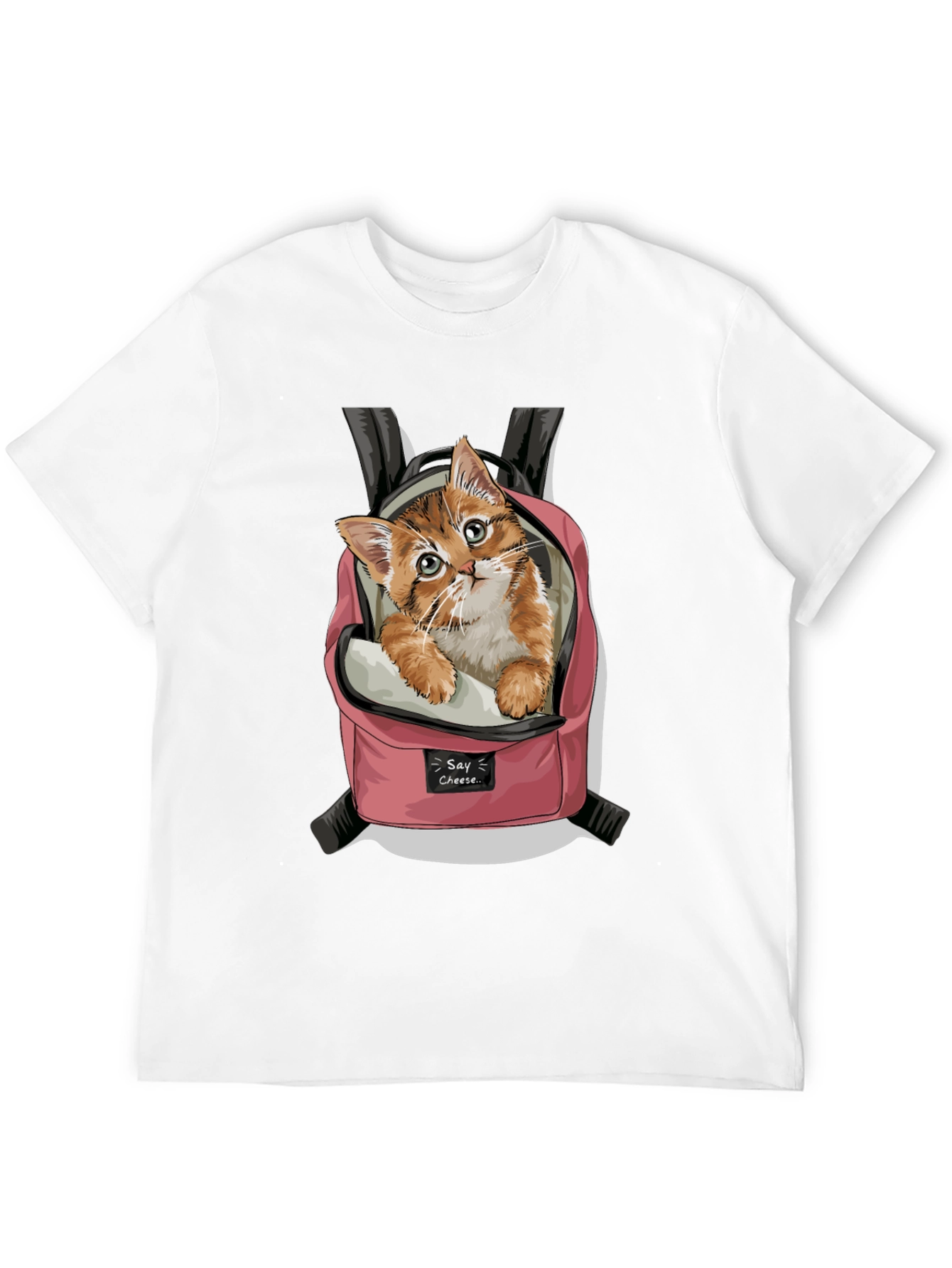 Cute Kitten in Backpack Graphic T-Shirt