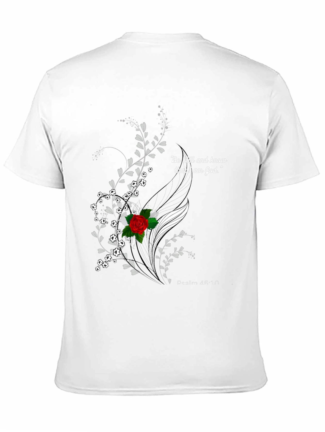 Floral Christian Graphic T-Shirt - Psalm 46:10