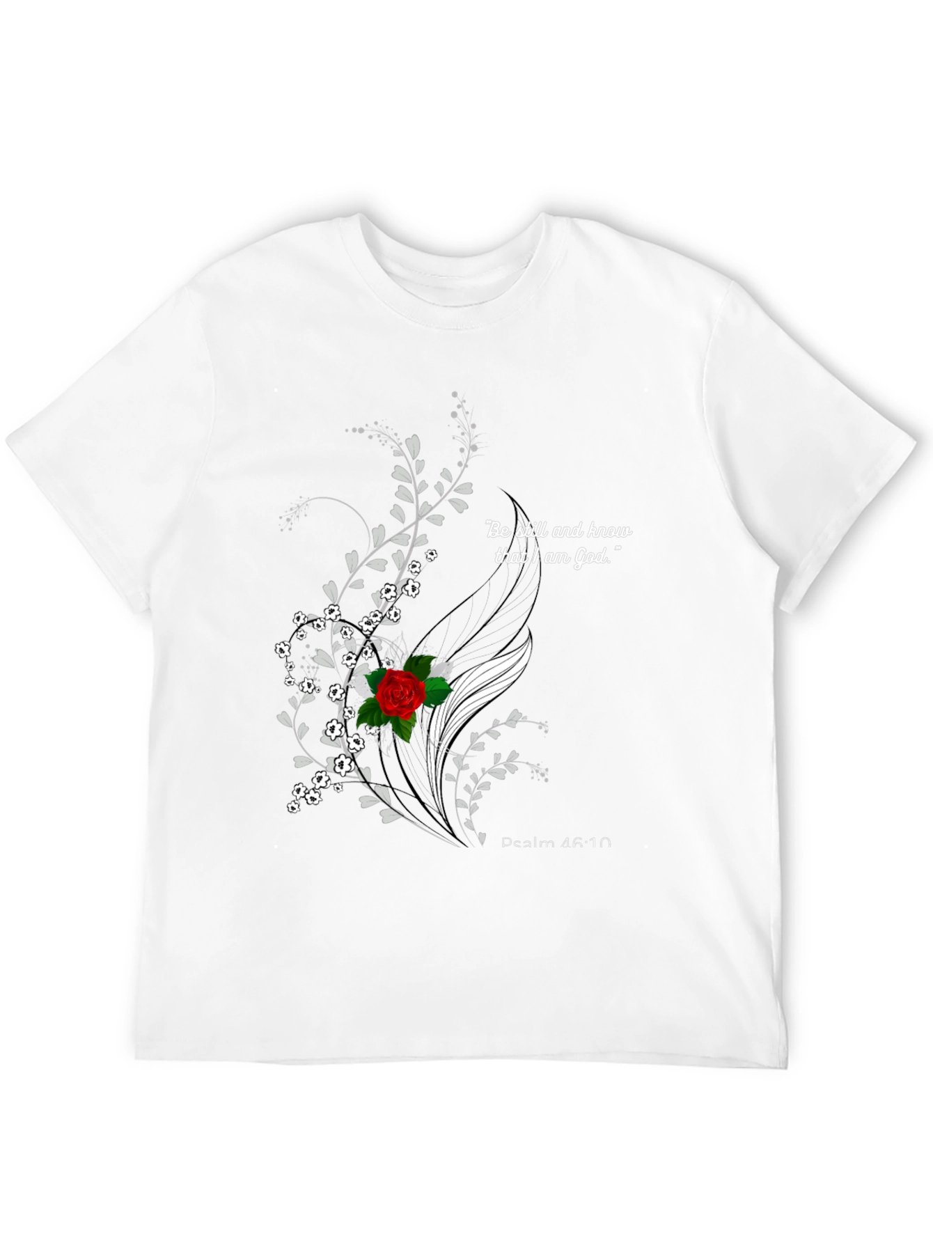 Floral Christian Graphic T-Shirt - Psalm 46:10