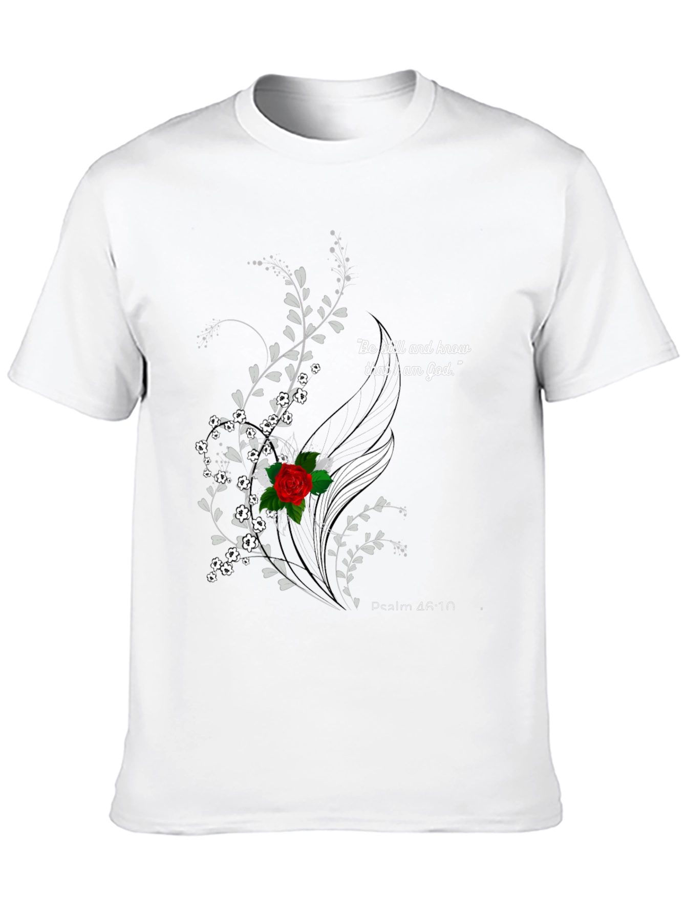 Floral Christian Graphic T-Shirt - Psalm 46:10