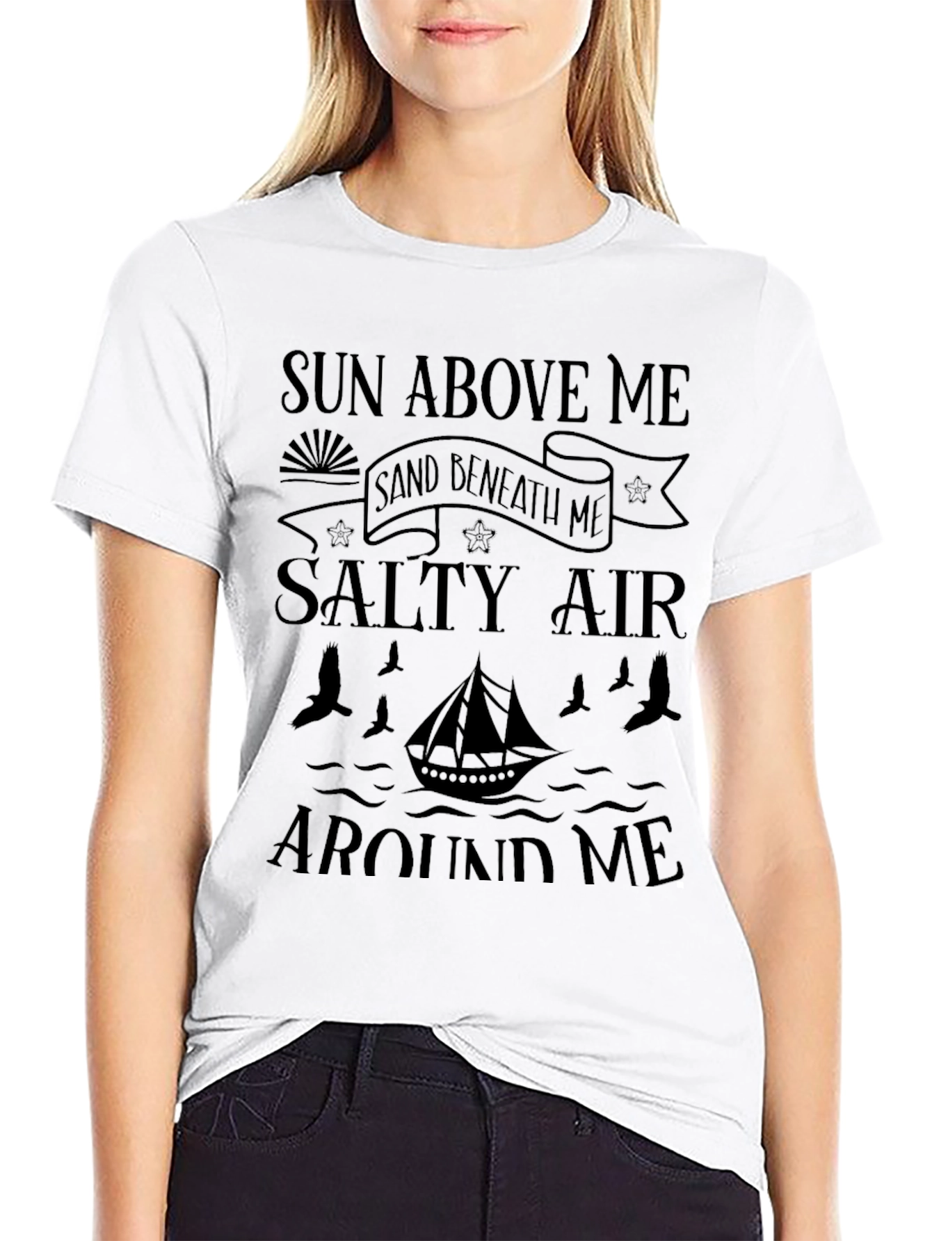 Sun Sand Salty Air Black Graphic T-Shirt