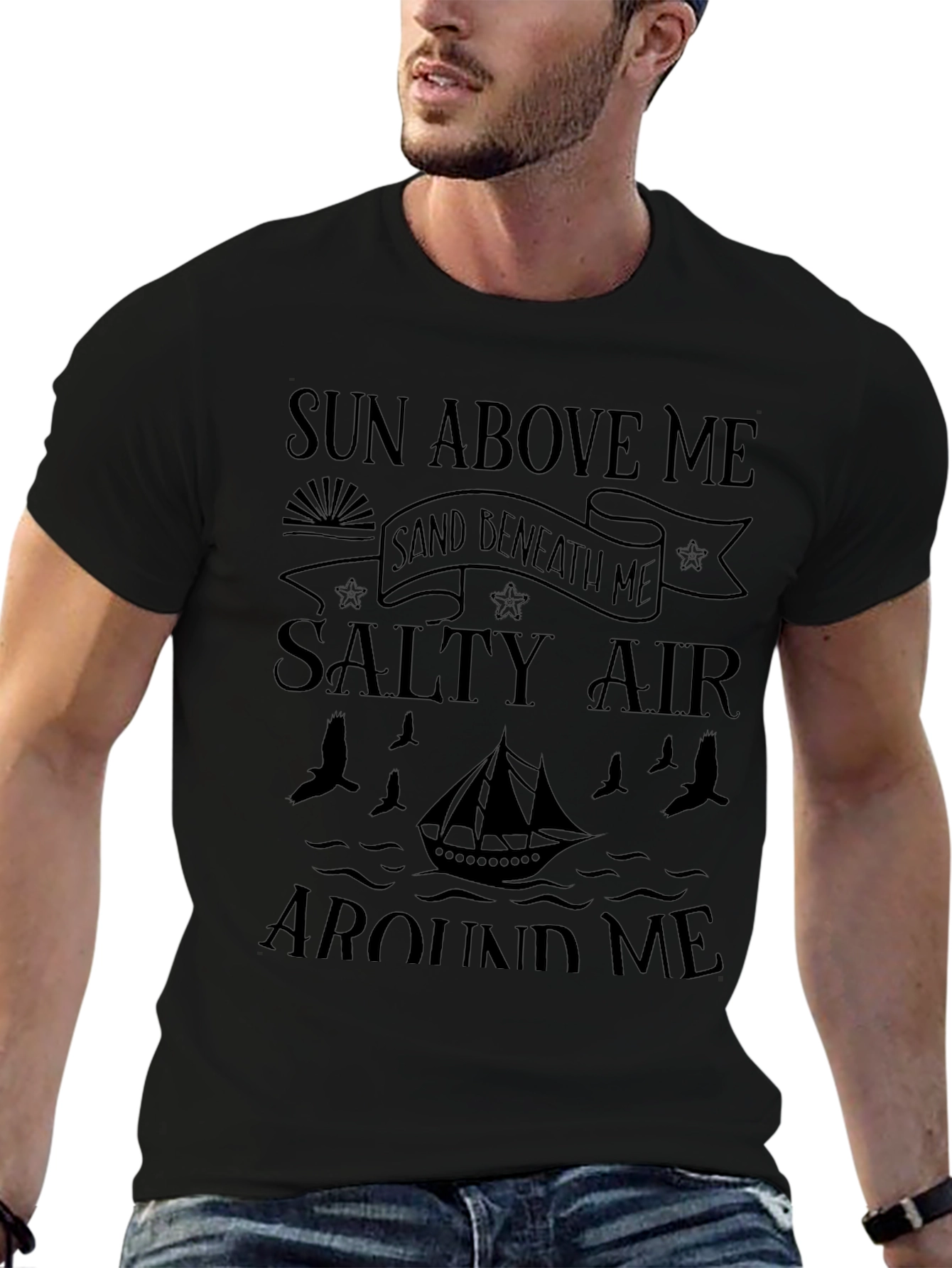 Sun Sand Salty Air Black Graphic T-Shirt
