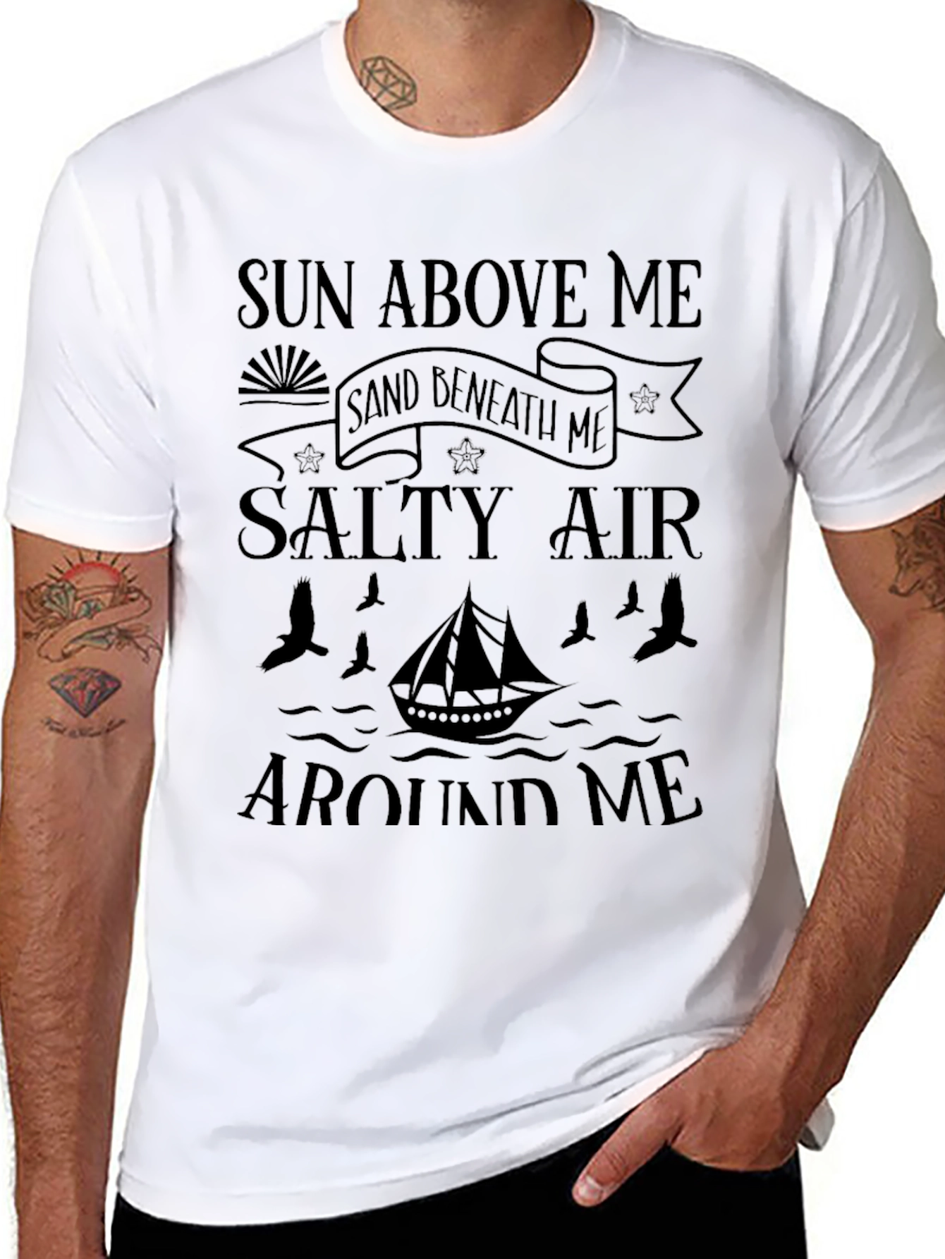 Sun Sand Salty Air Black Graphic T-Shirt