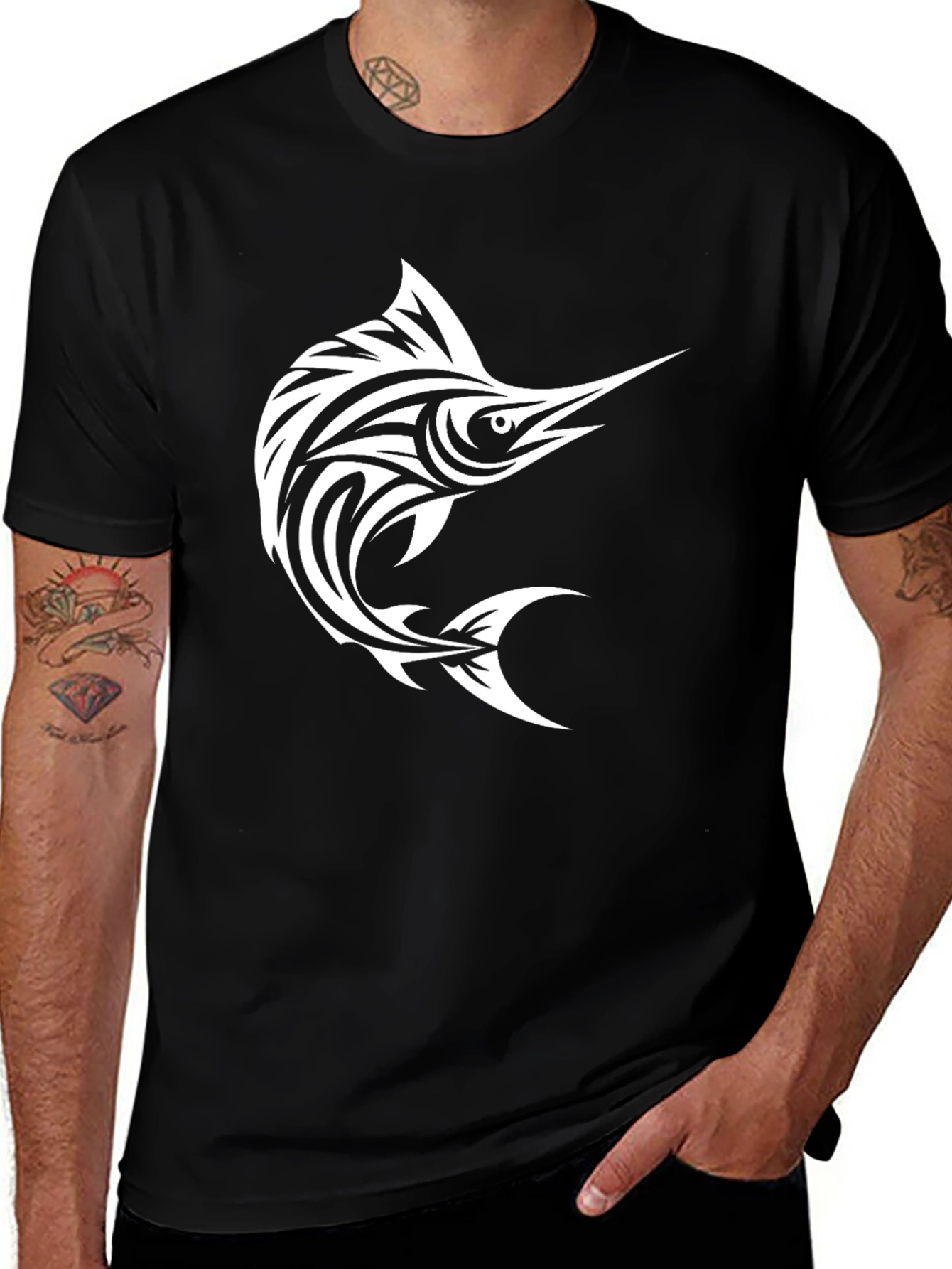 Marlin Fish Graphic Tee - Cool Black T-Shirt