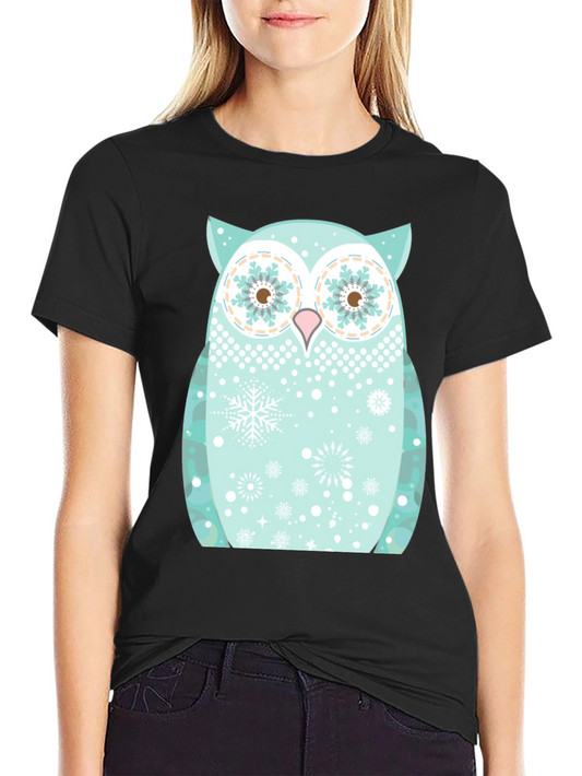 Festive Owl Graphic Tee - Black