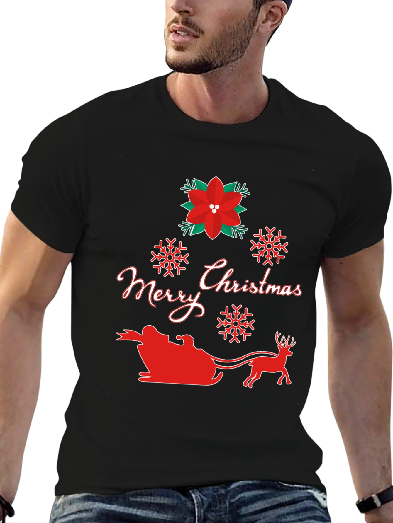 Festive Merry Christmas Sleigh T-Shirt