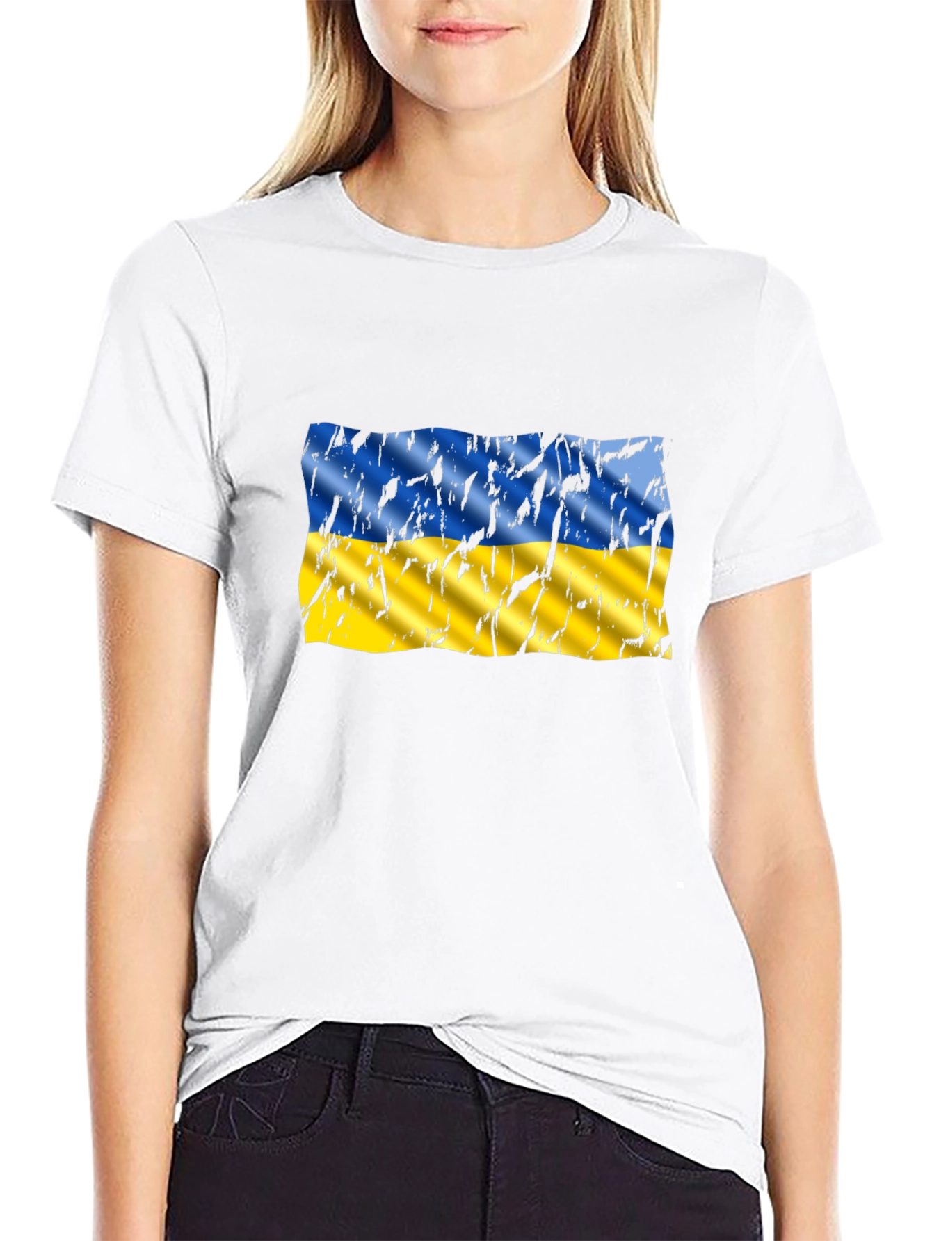 Ukraine Flag Distressed Graphic T-Shirt