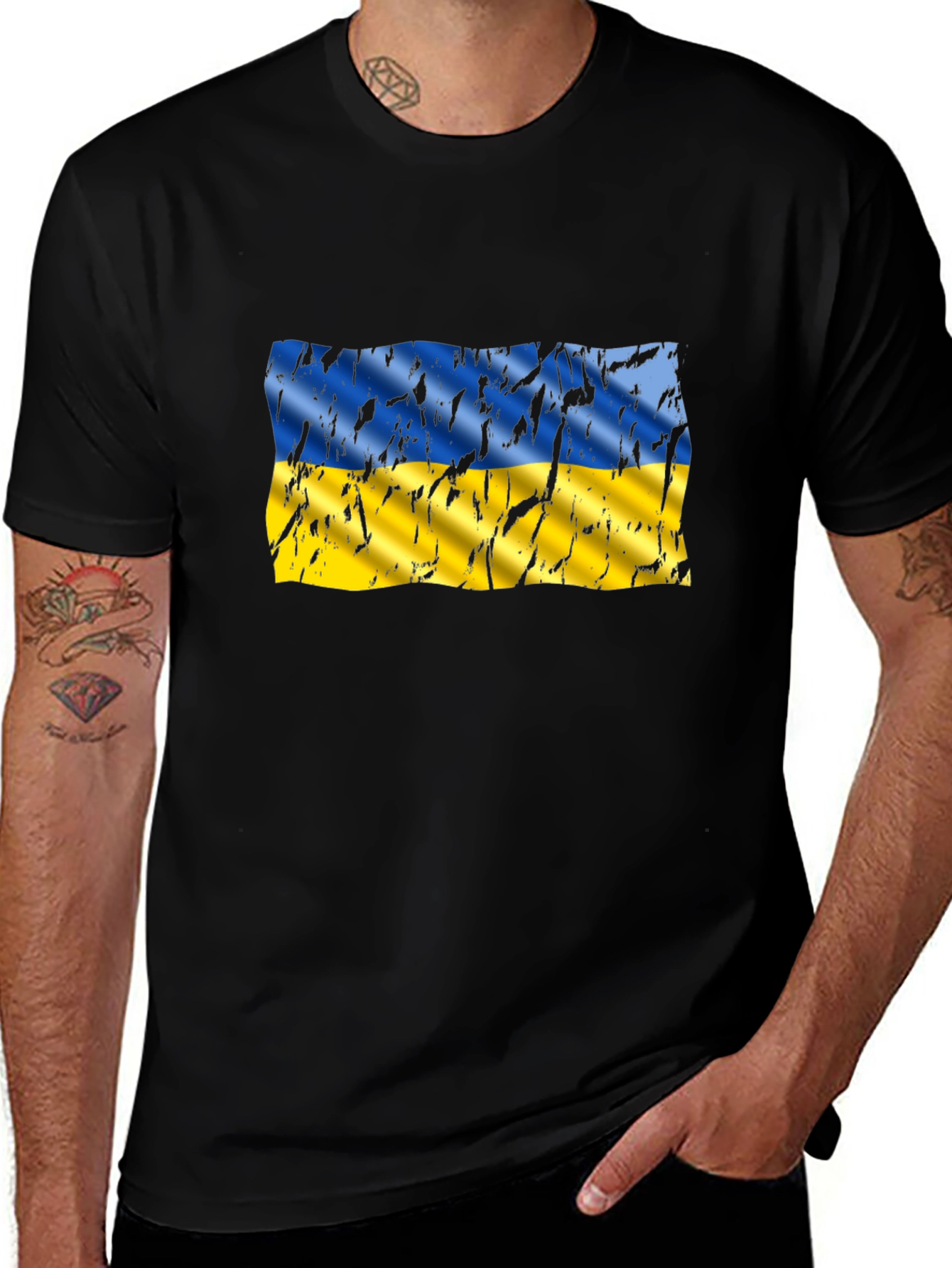 Ukraine Flag Distressed Graphic T-Shirt