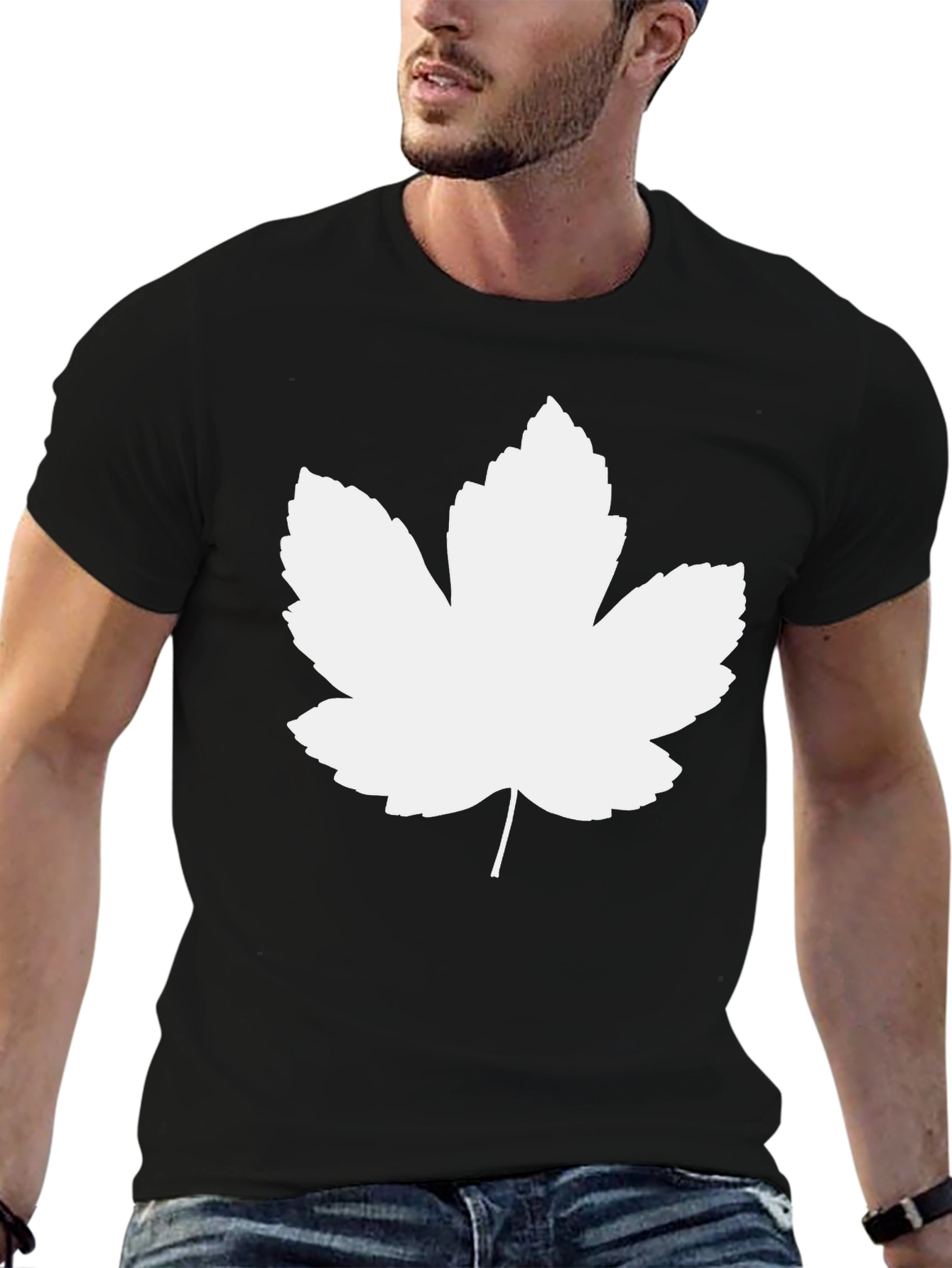 Leaf Graphic Tee - Black Casual T-Shirt