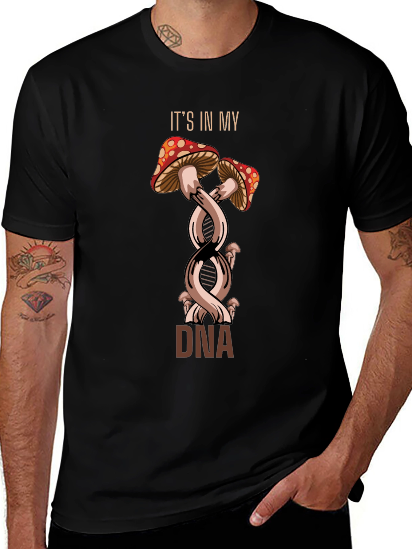 Mushroom DNA Graphic Tee - Unique Design