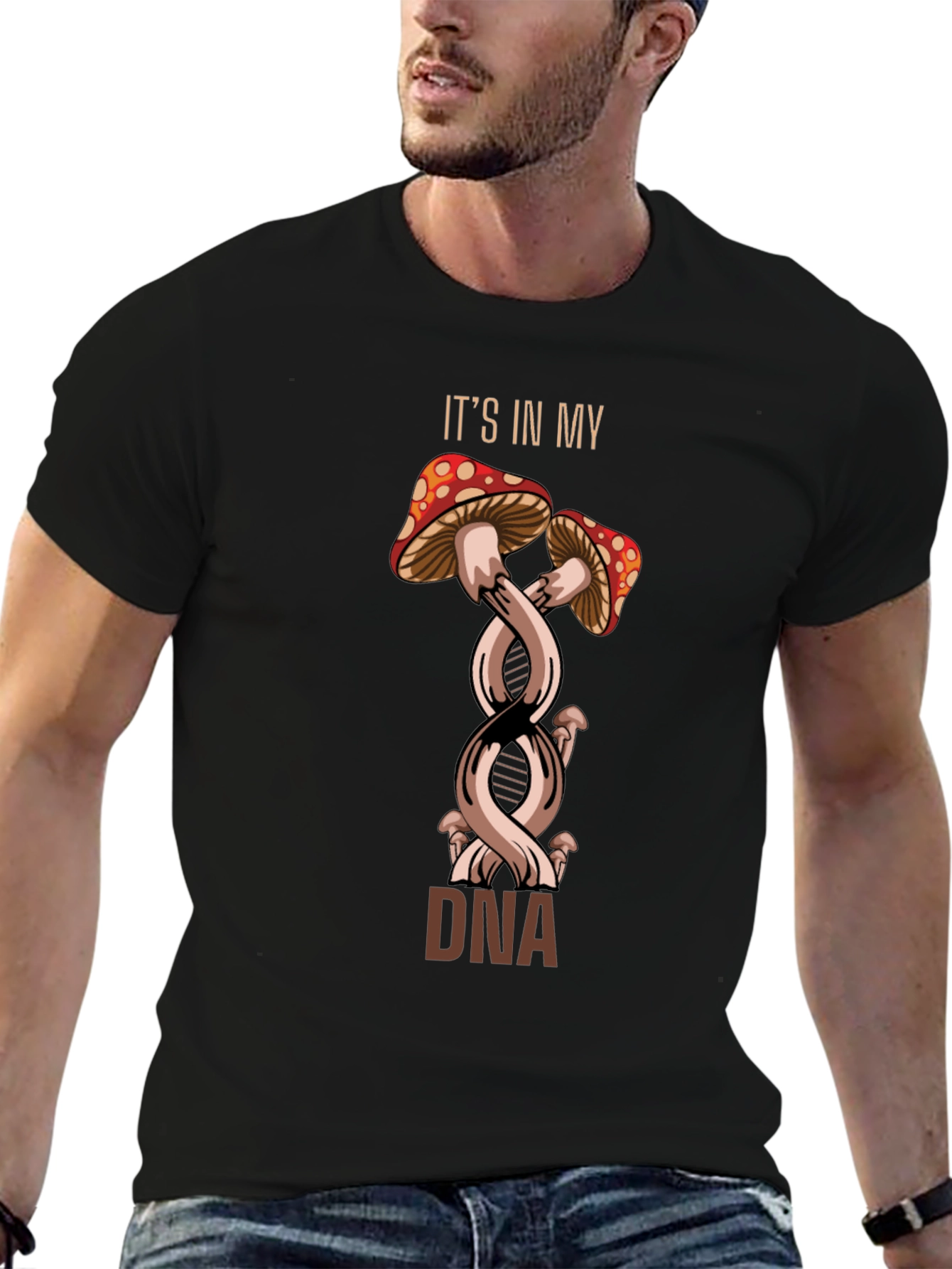 Mushroom DNA Graphic Tee - Unique Design