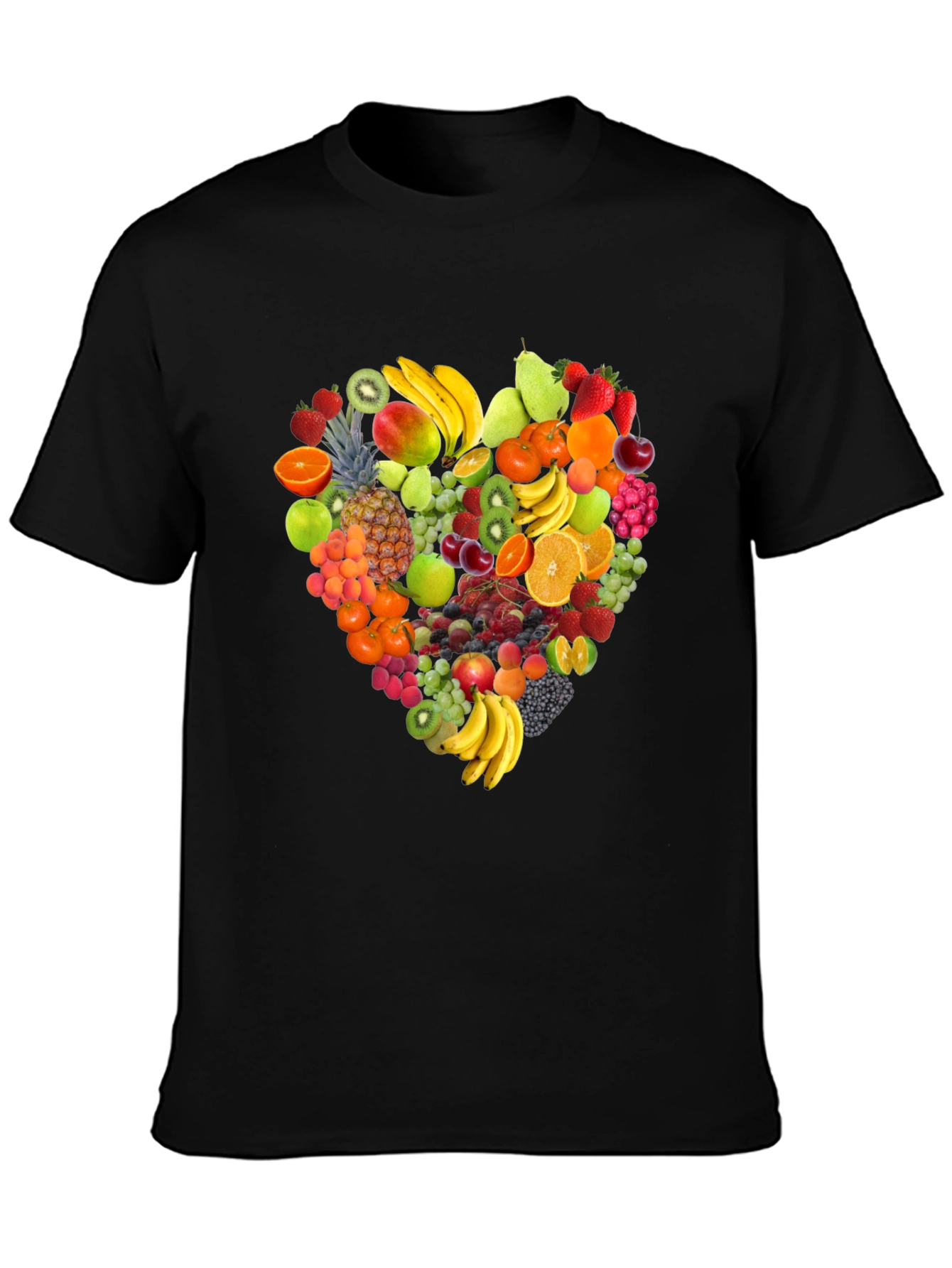 Fruit Heart Graphic Black T-Shirt
