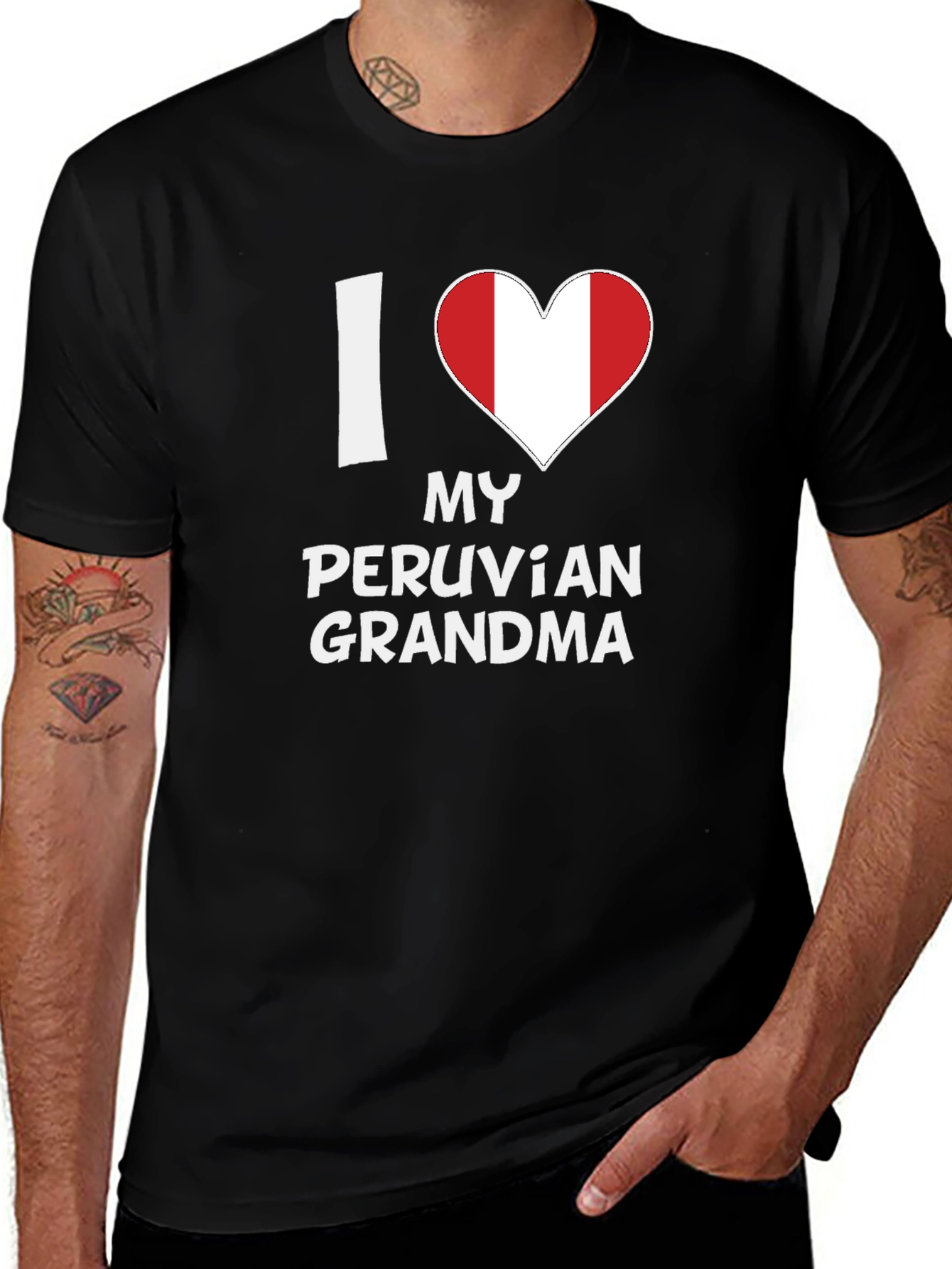 I Love My Peruvian Grandma T-Shirt Peru Flag Heart