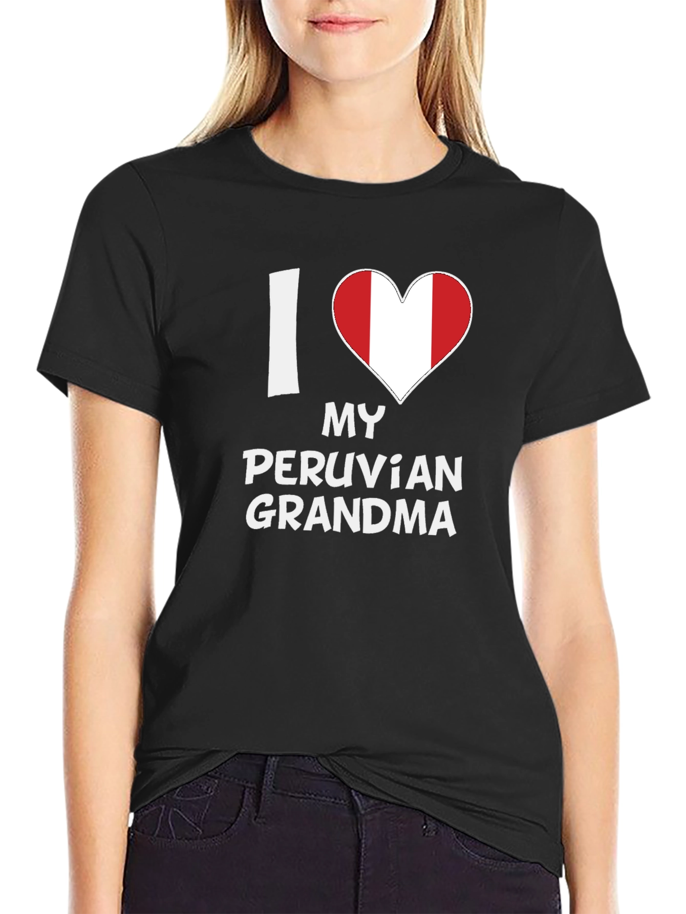 I Love My Peruvian Grandma T-Shirt Peru Flag Heart