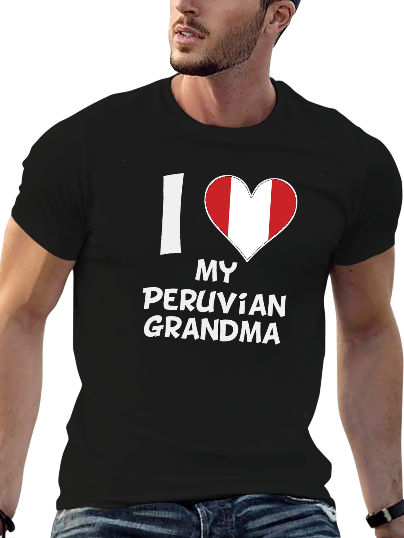 I Love My Peruvian Grandma T-Shirt Peru Flag Heart