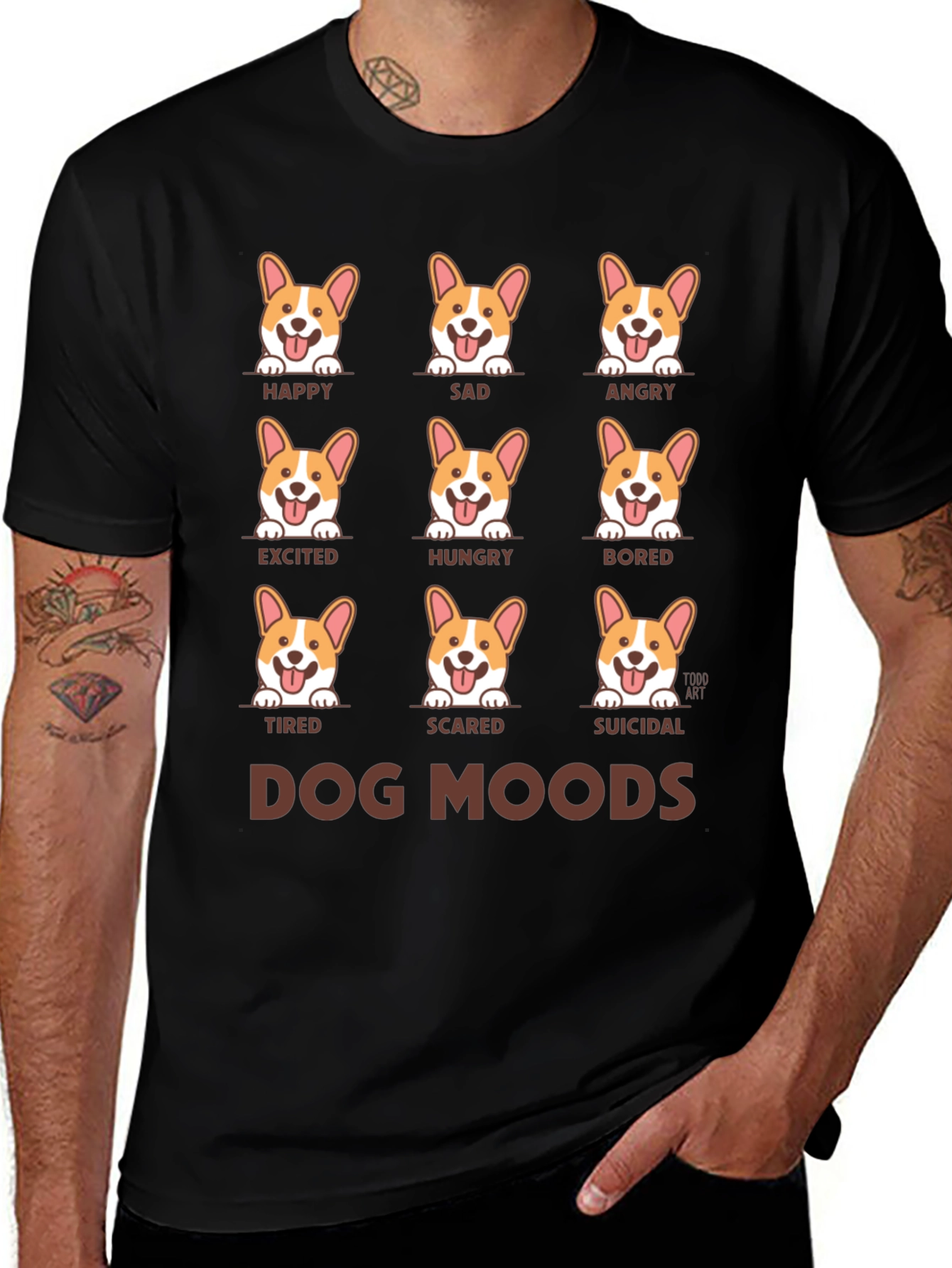 Dog Moods Black T-Shirt