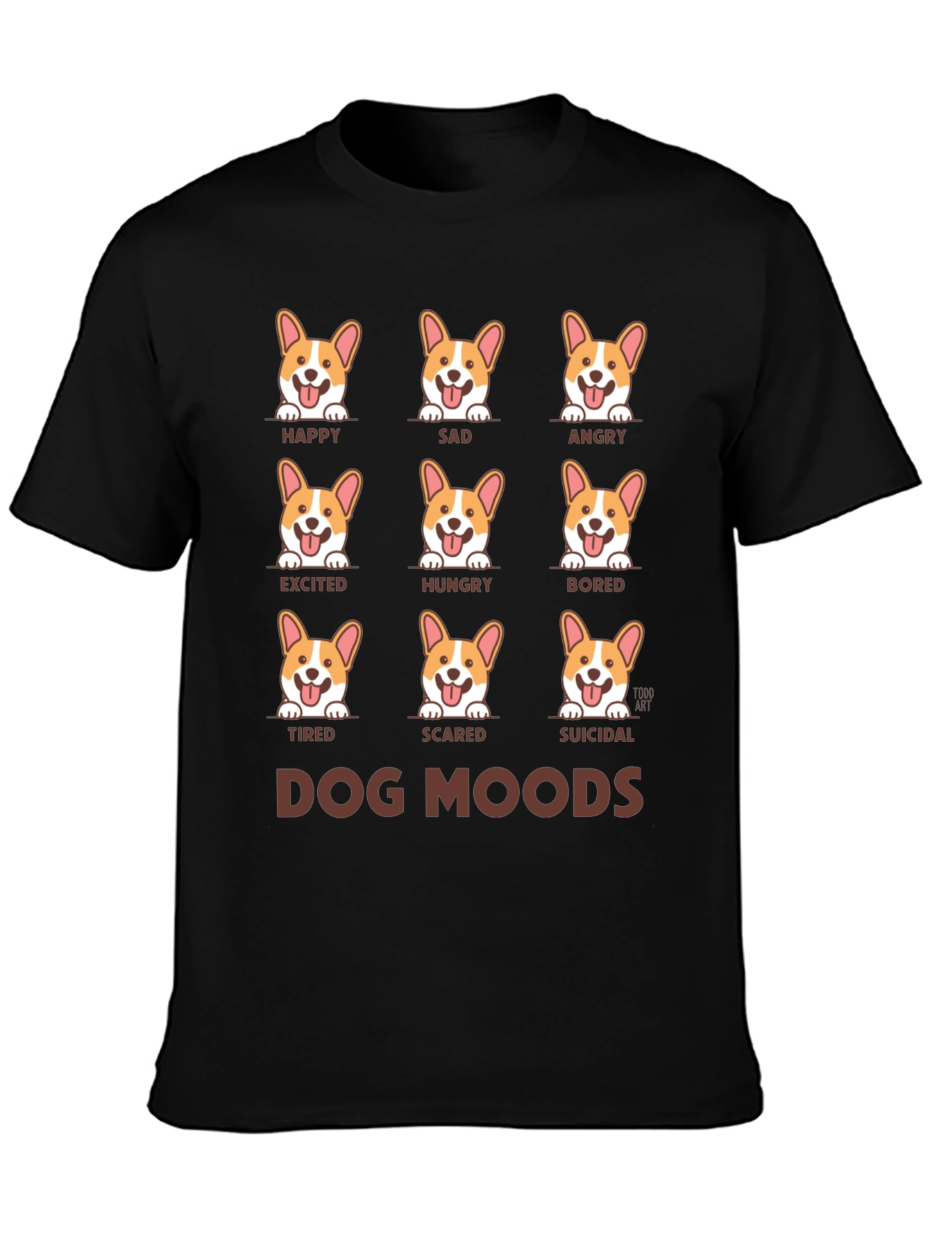 Dog Moods Black T-Shirt