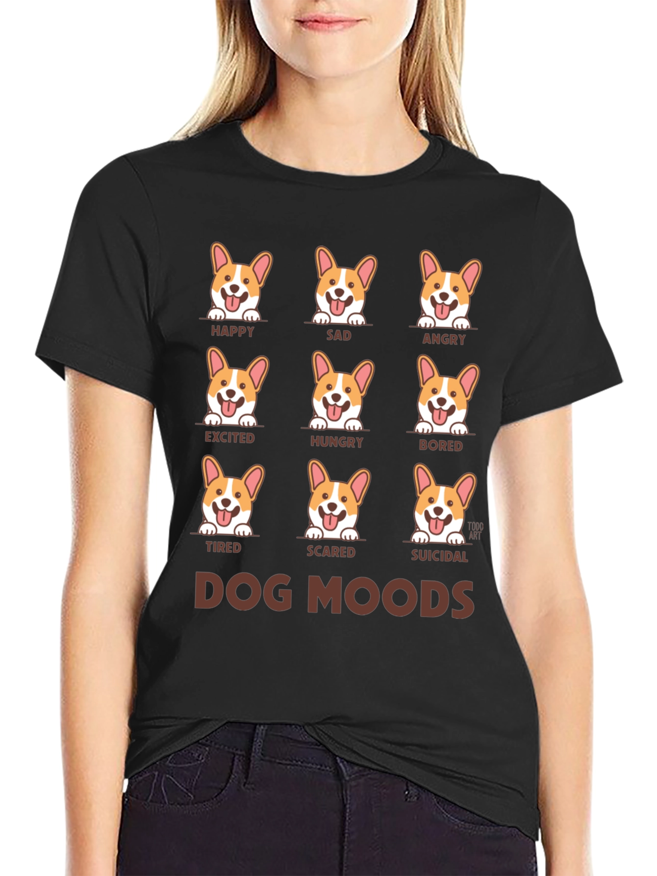 Dog Moods Black T-Shirt