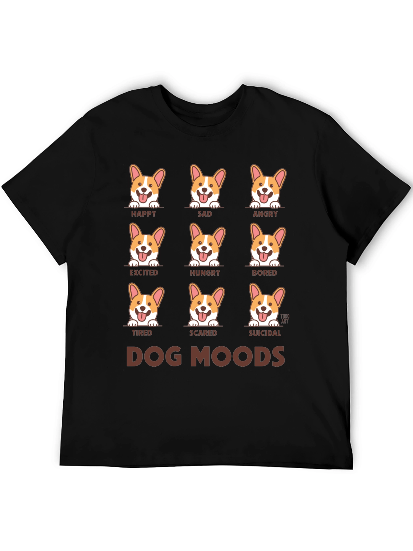 Dog Moods Black T-Shirt
