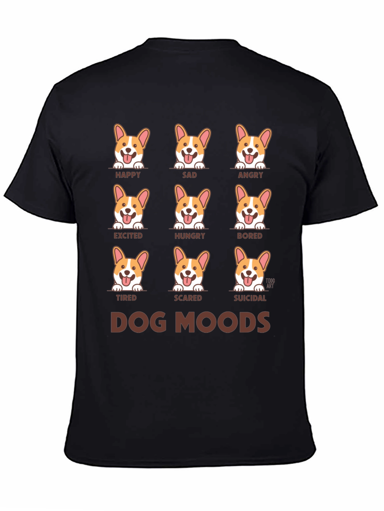 Dog Moods Black T-Shirt