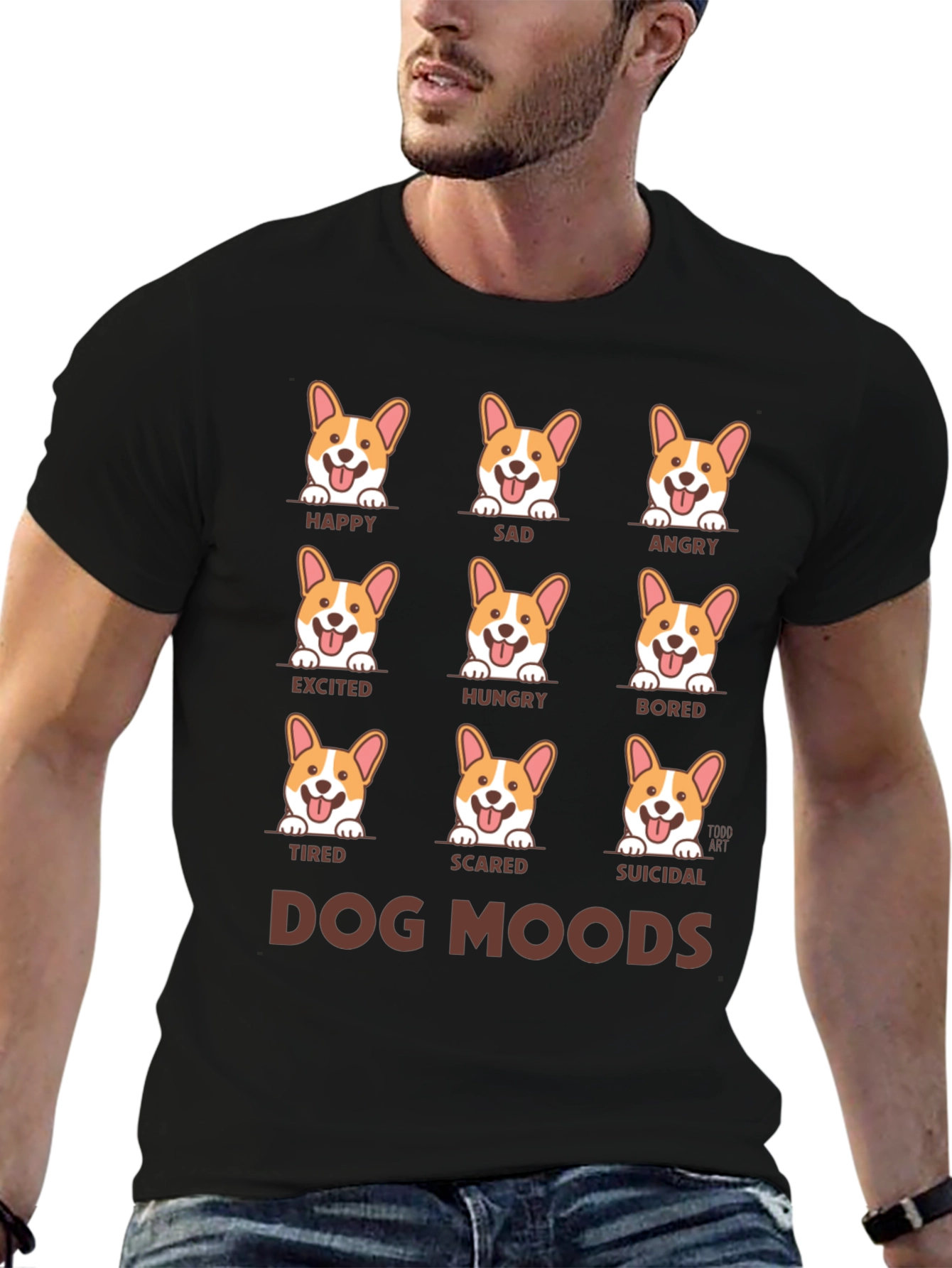Dog Moods Black T-Shirt