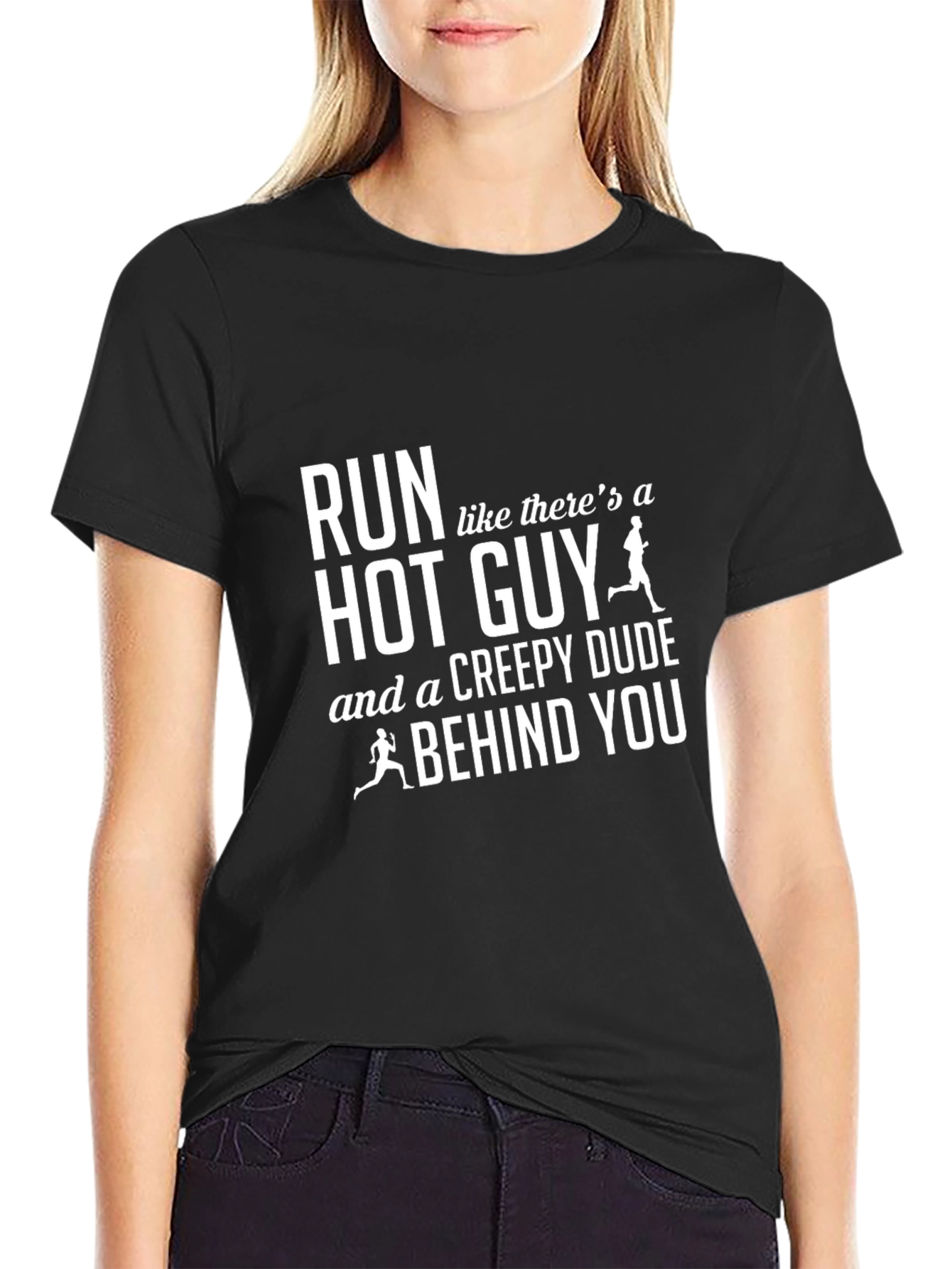Run Hot Guy Creepy Dude Black T-Shirt