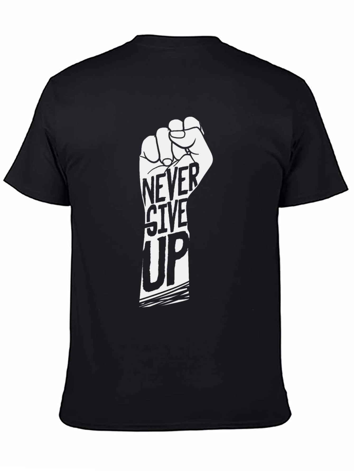 Never Give Up Graphic Tee - Motivational Black T-Shirt