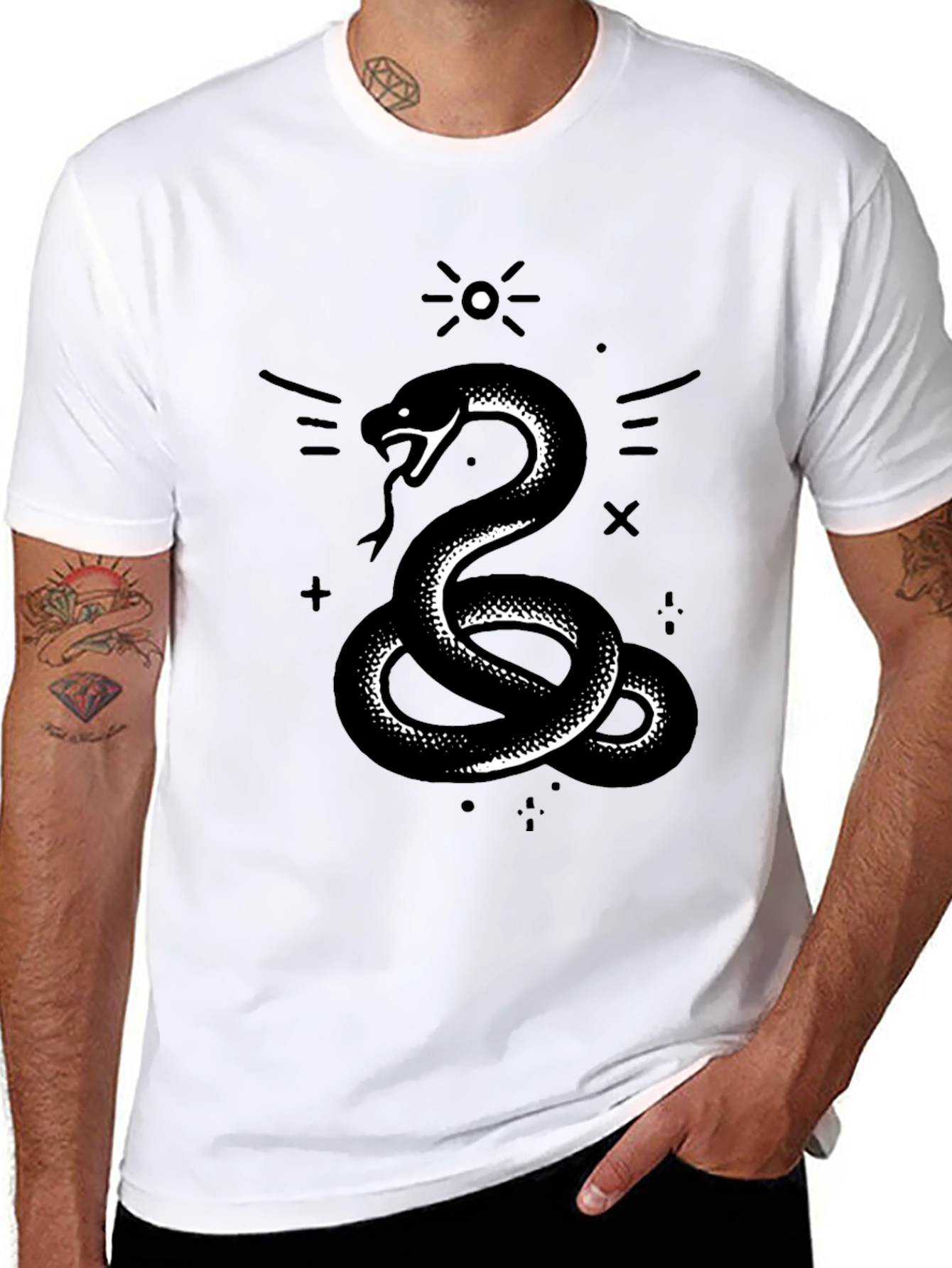 Serpent Graphic Tee - Stylish Black Cotton T-Shirt