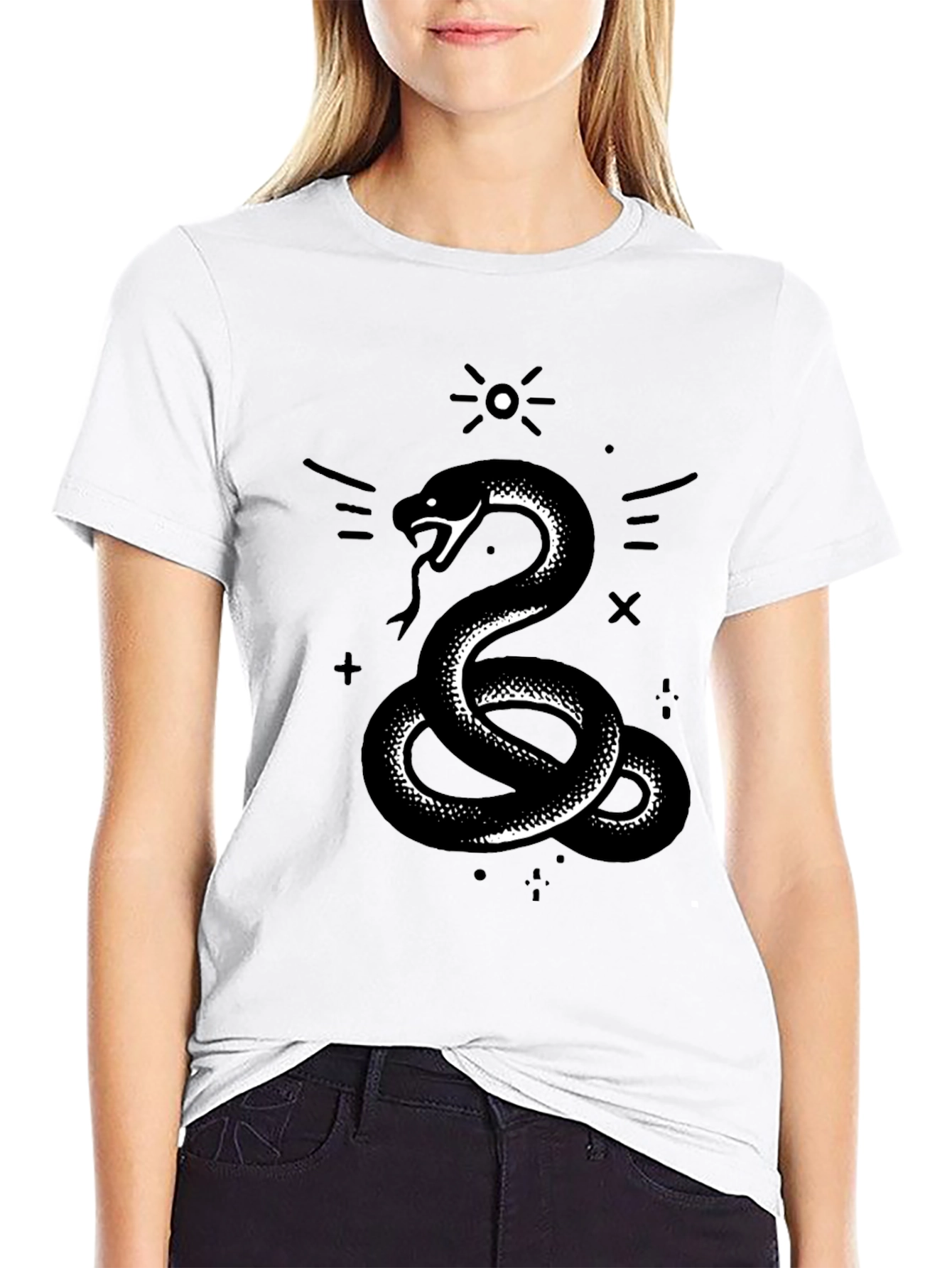Serpent Graphic Tee - Stylish Black Cotton T-Shirt
