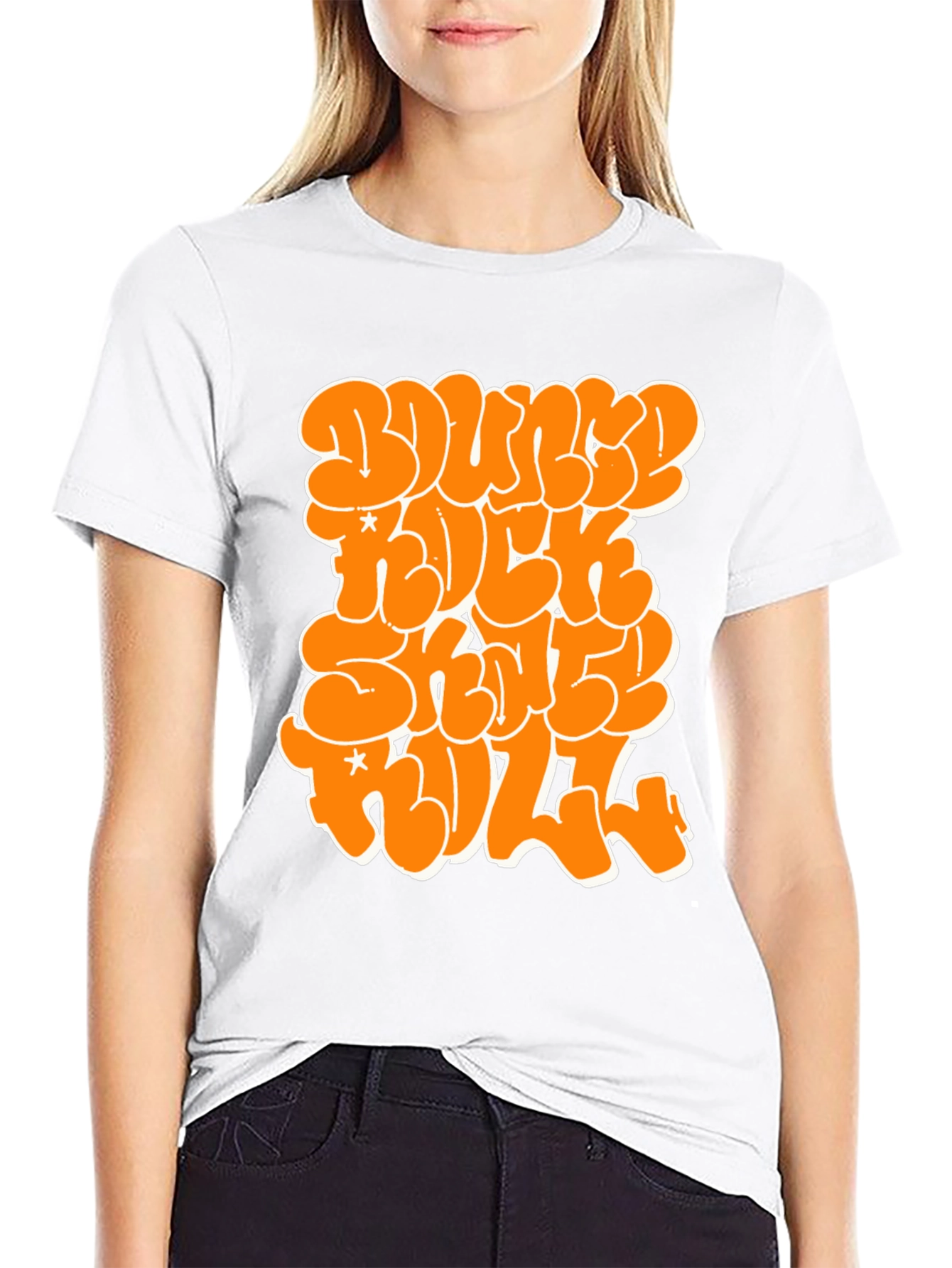 Bounce Rock Skate Roll Black Graphic Tee
