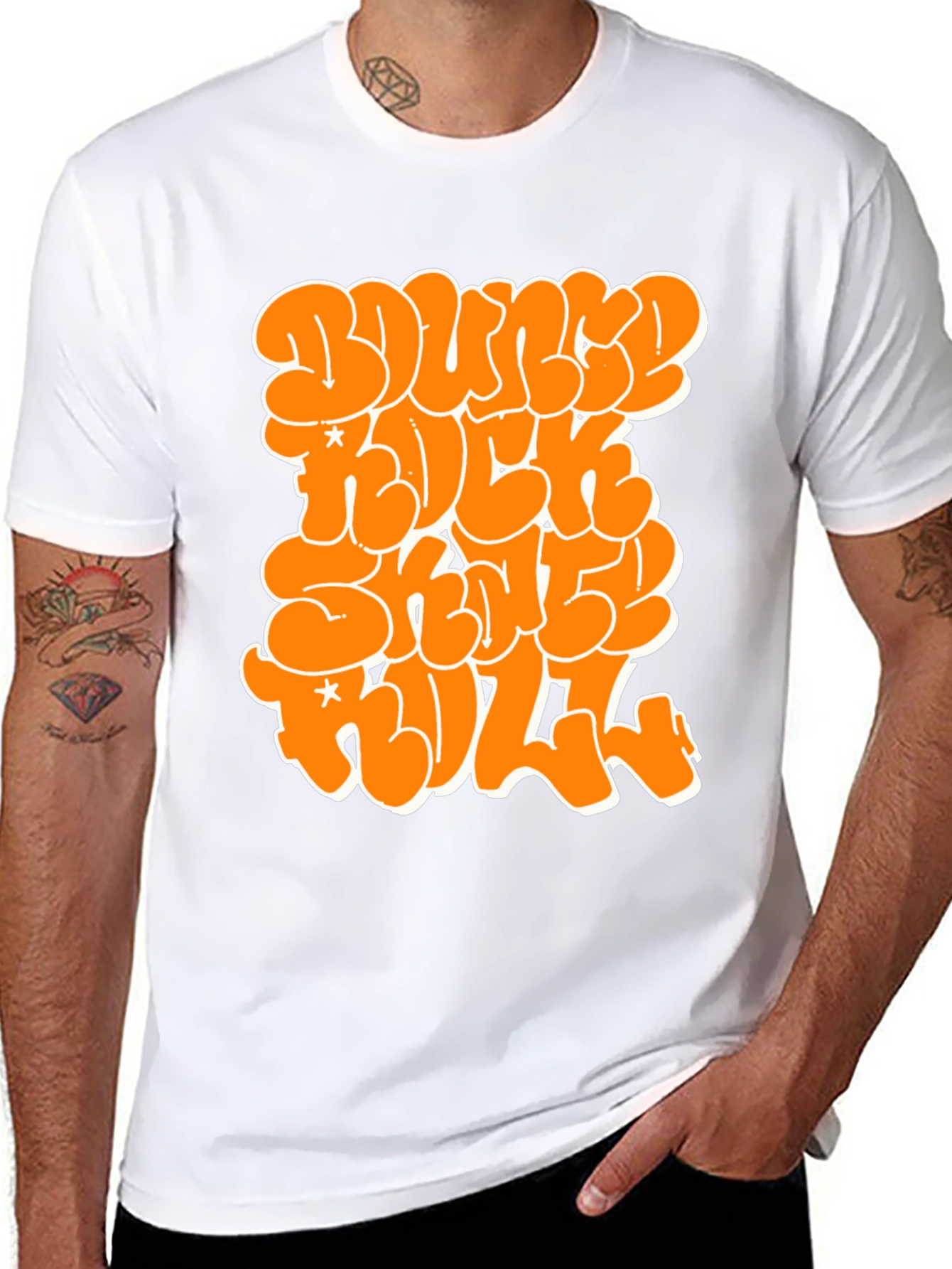 Bounce Rock Skate Roll Black Graphic Tee