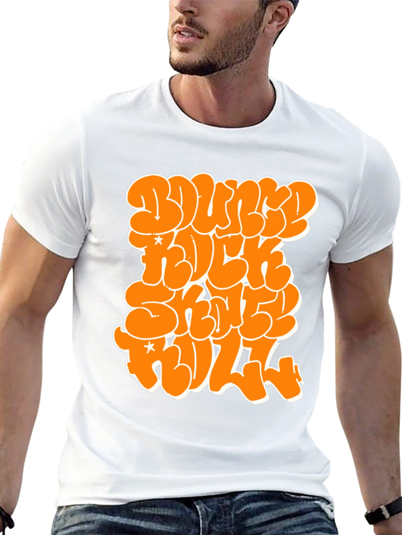 Bounce Rock Skate Roll Black Graphic Tee