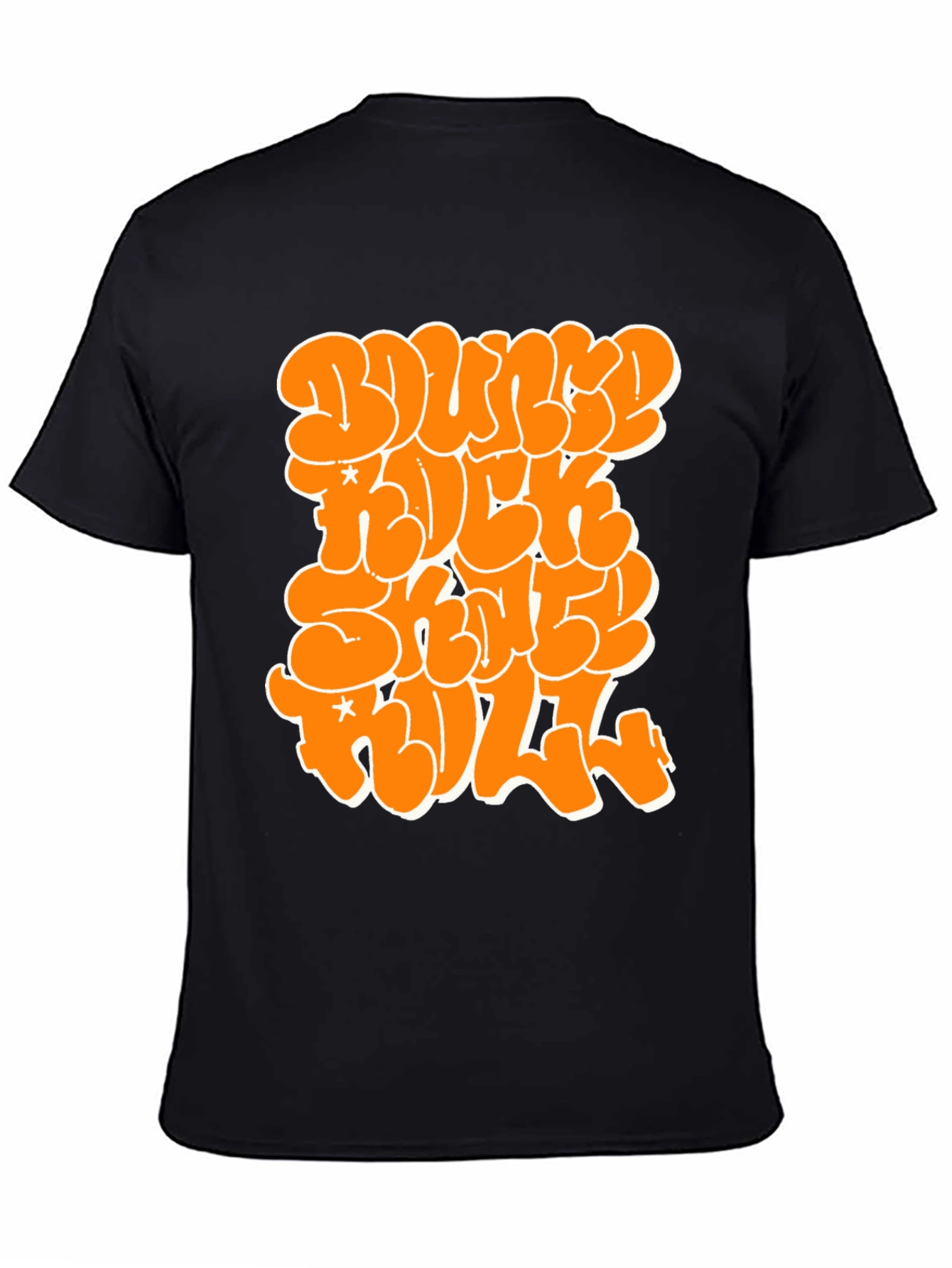 Bounce Rock Skate Roll Black Graphic Tee