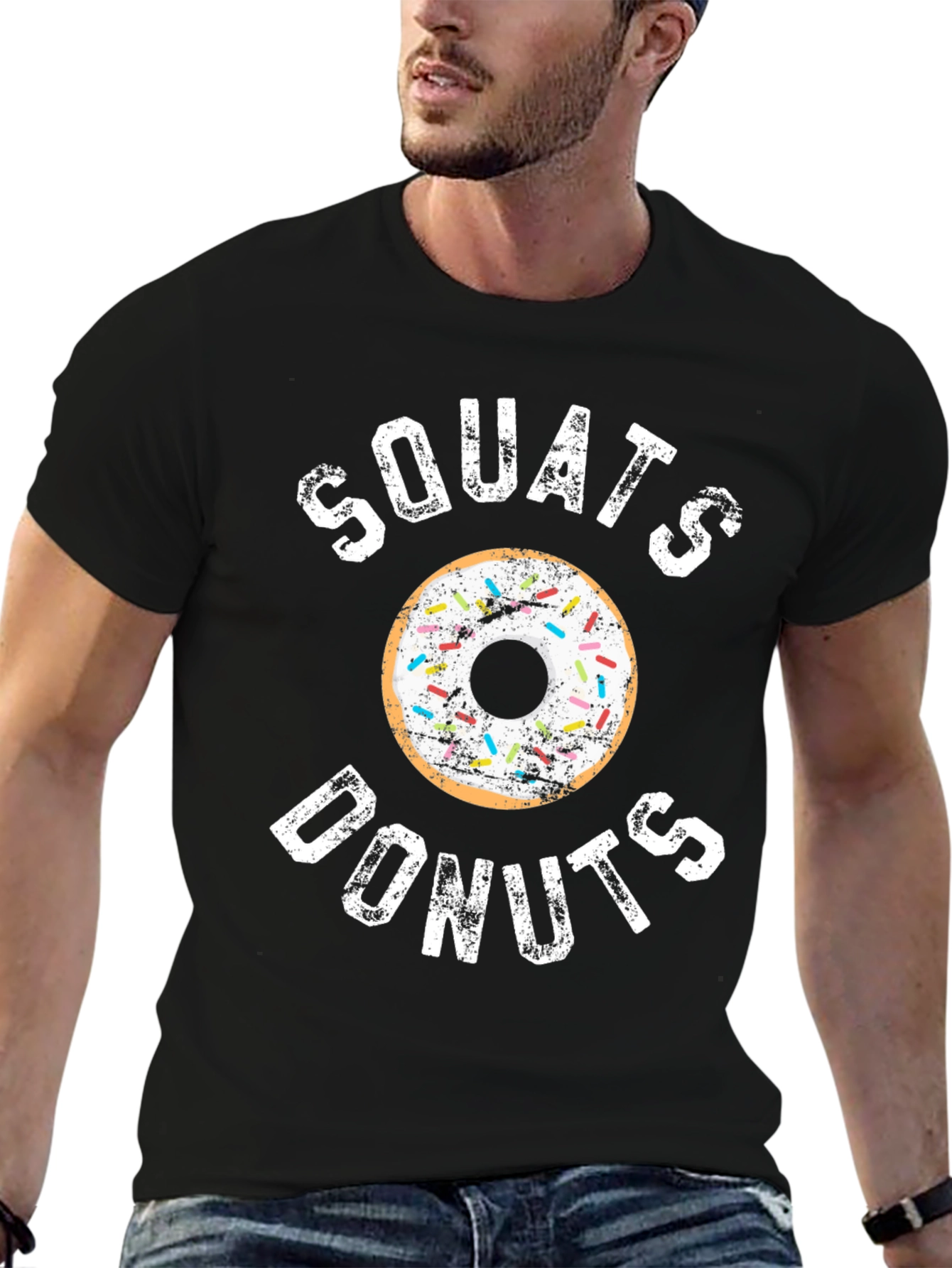 Squats Donuts Black Graphic T-Shirt