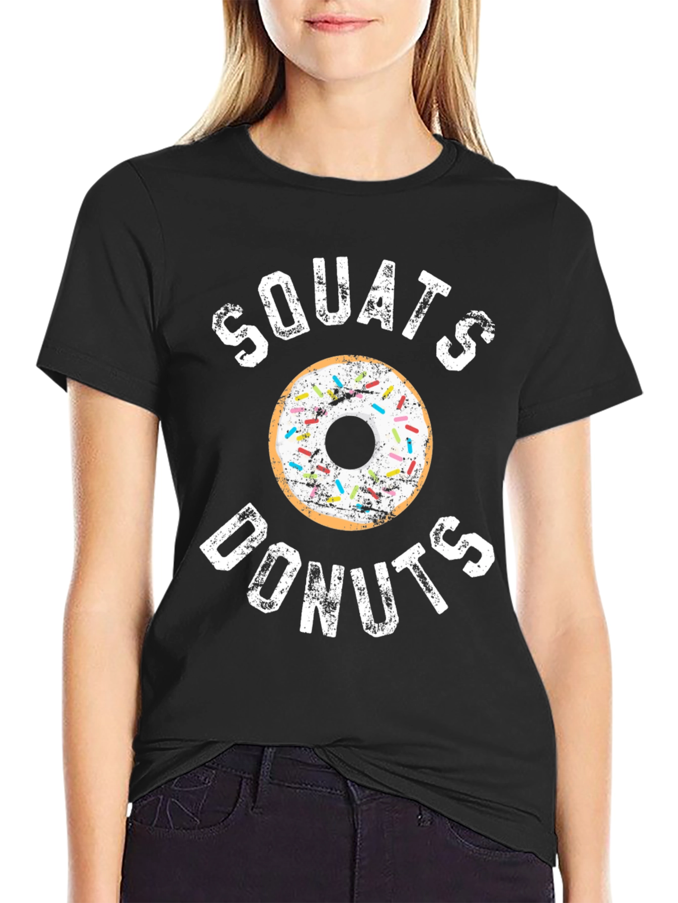 Squats Donuts Black Graphic T-Shirt