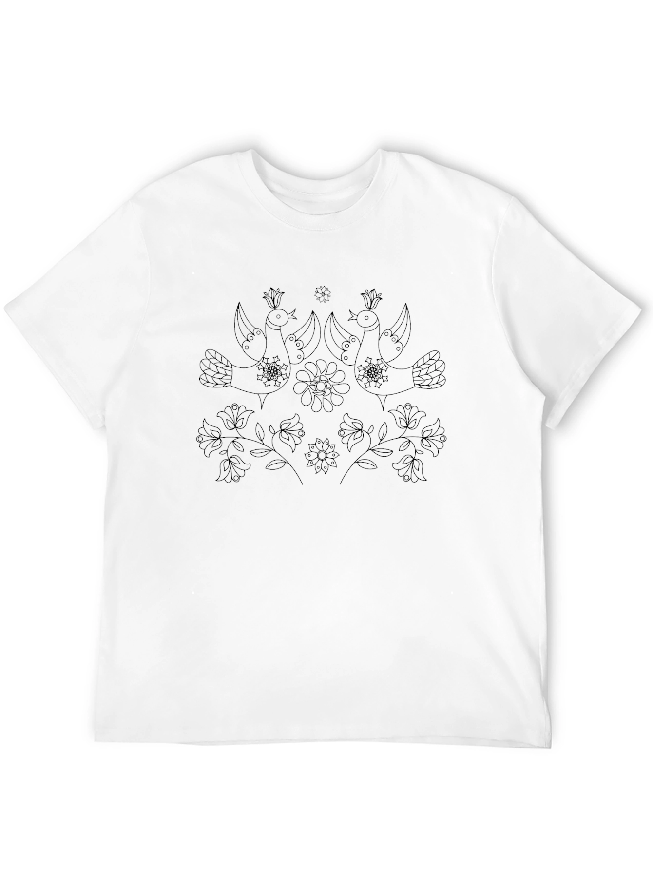 Bird & Flower Graphic Tee - Black