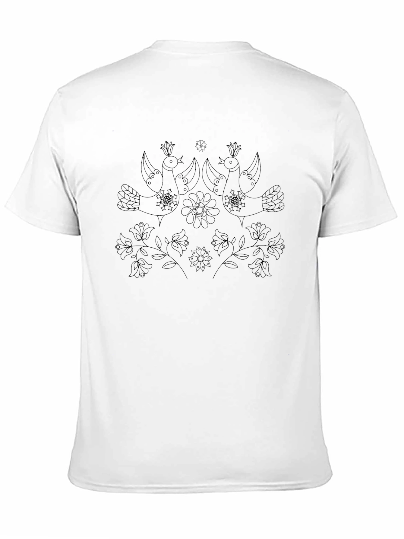 Bird & Flower Graphic Tee - Black
