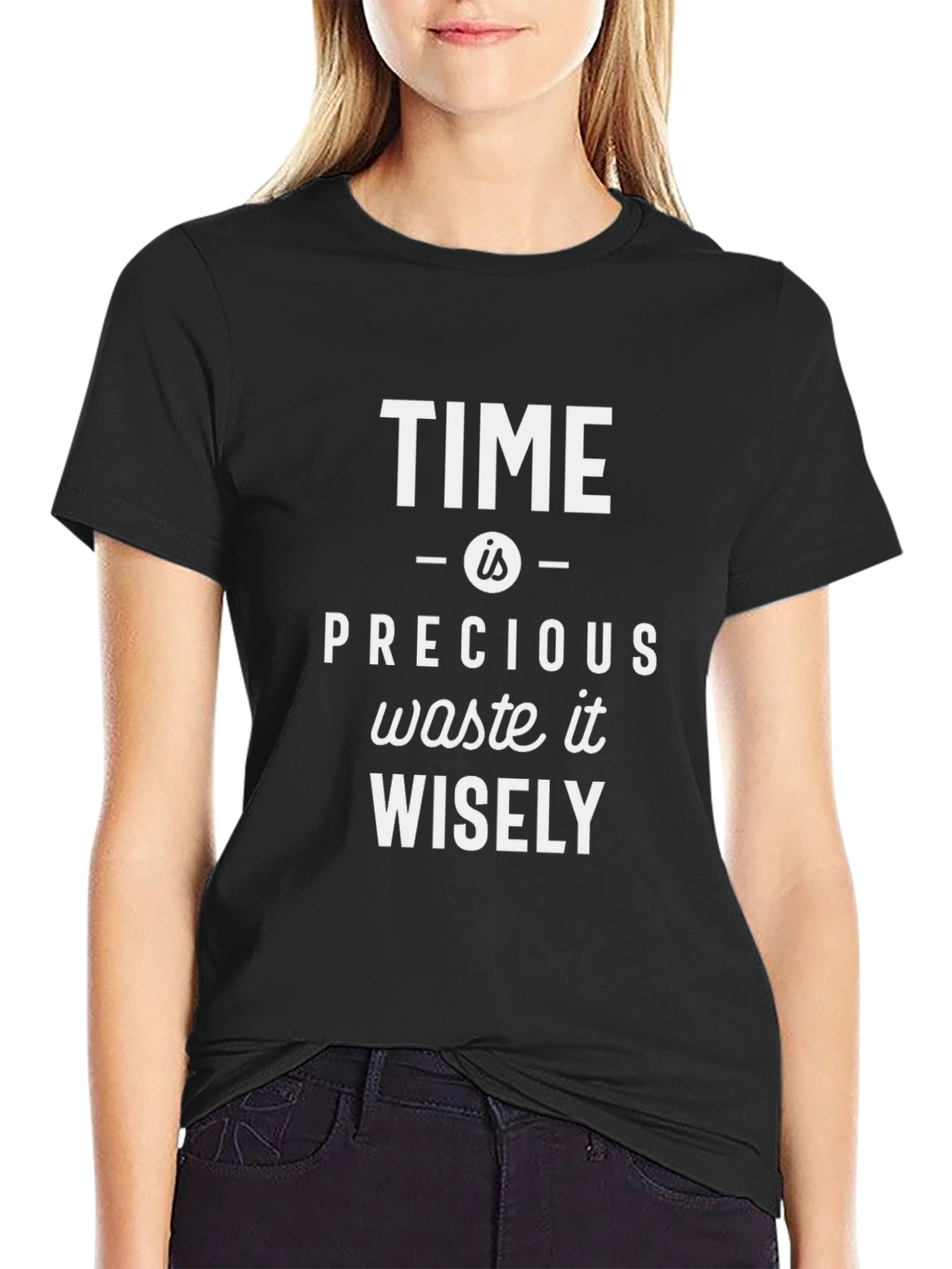 Time is Precious Graphic Tee - Black Cotton T-Shirt