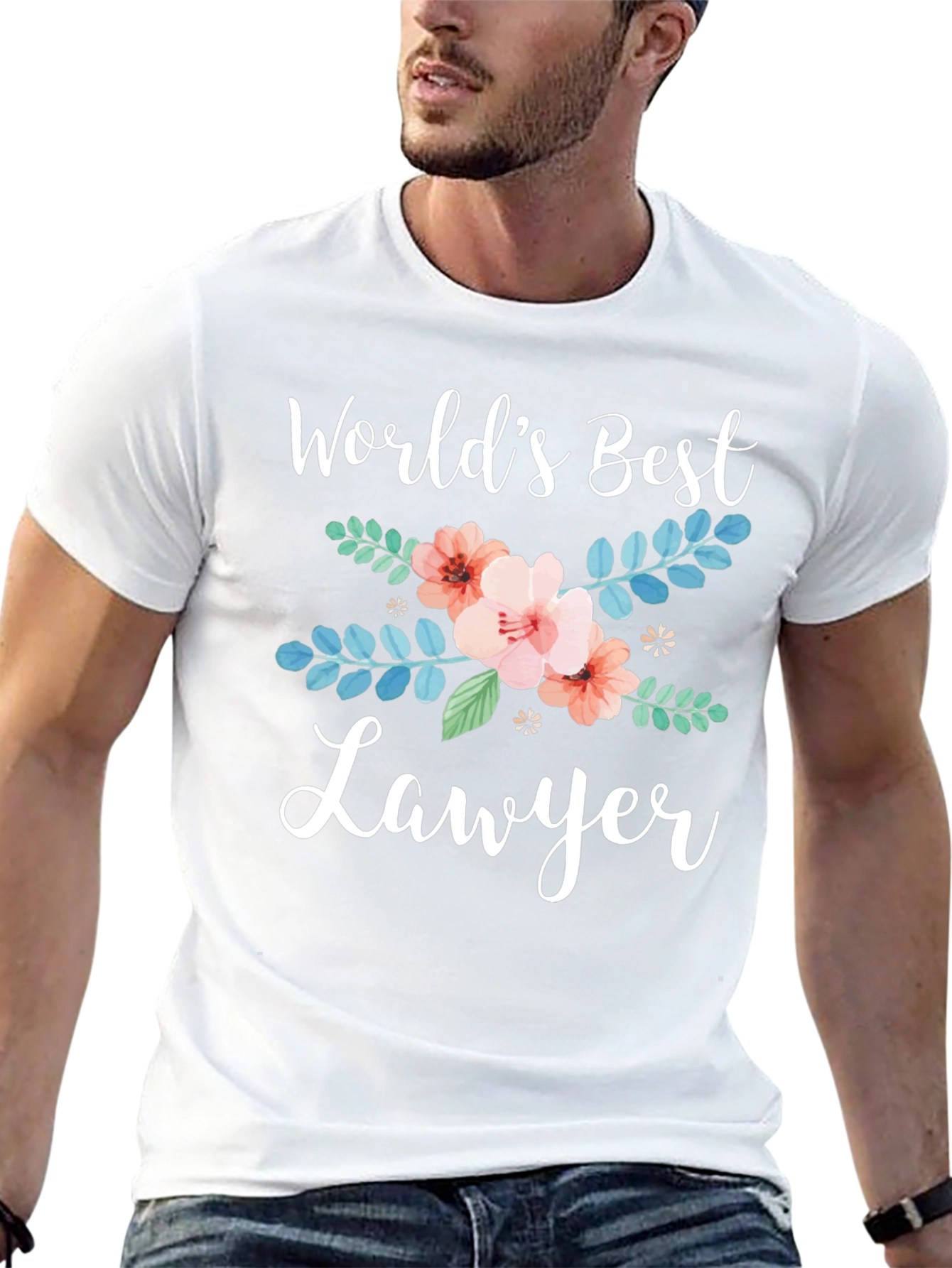 Worlds Best Lawyer Floral Graphic Tee