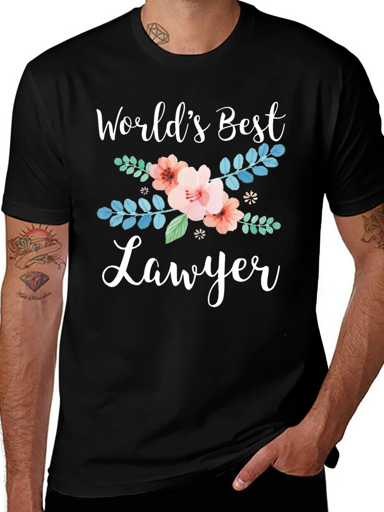 Worlds Best Lawyer Floral Graphic Tee