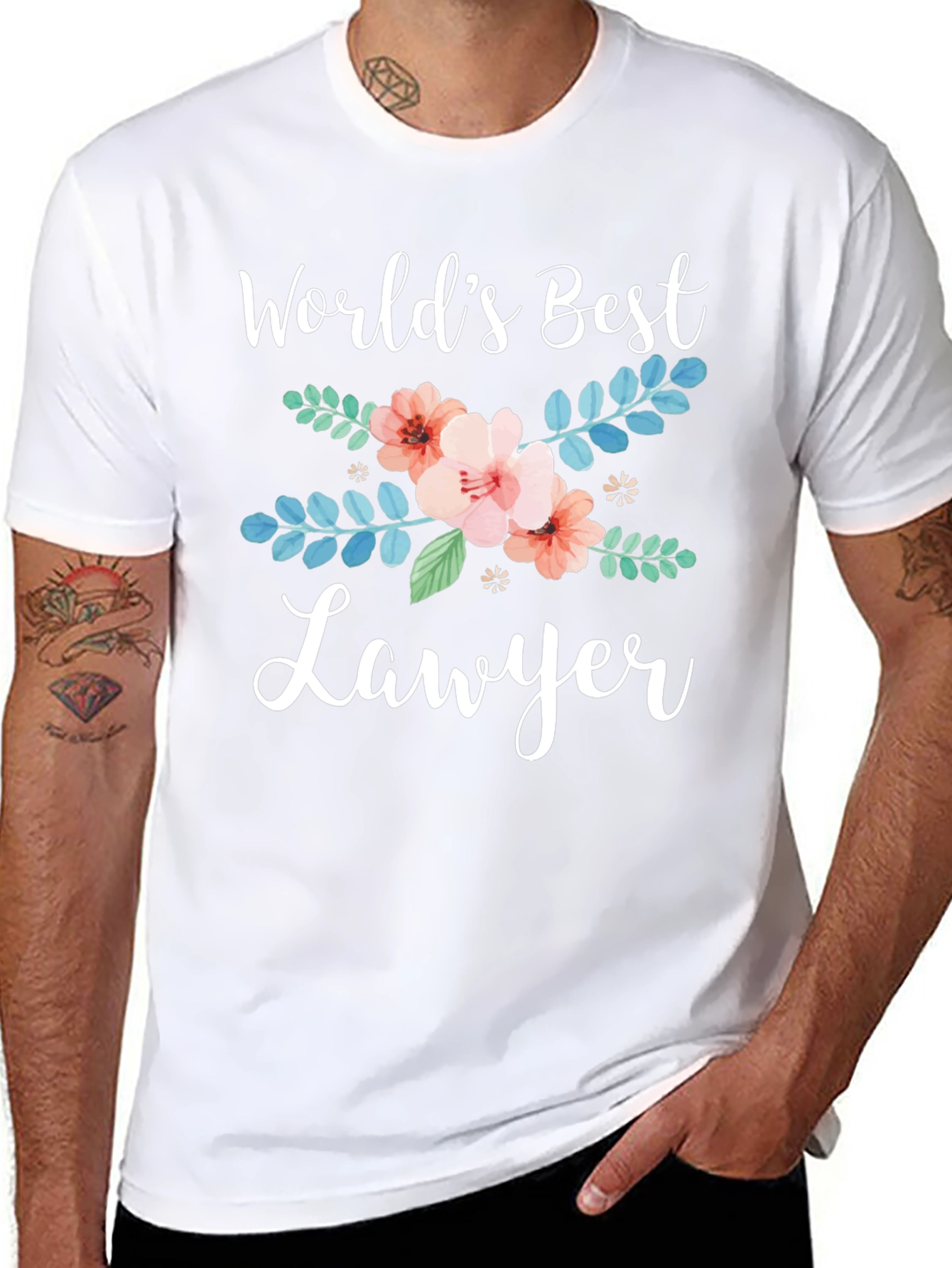 Worlds Best Lawyer Floral Graphic Tee