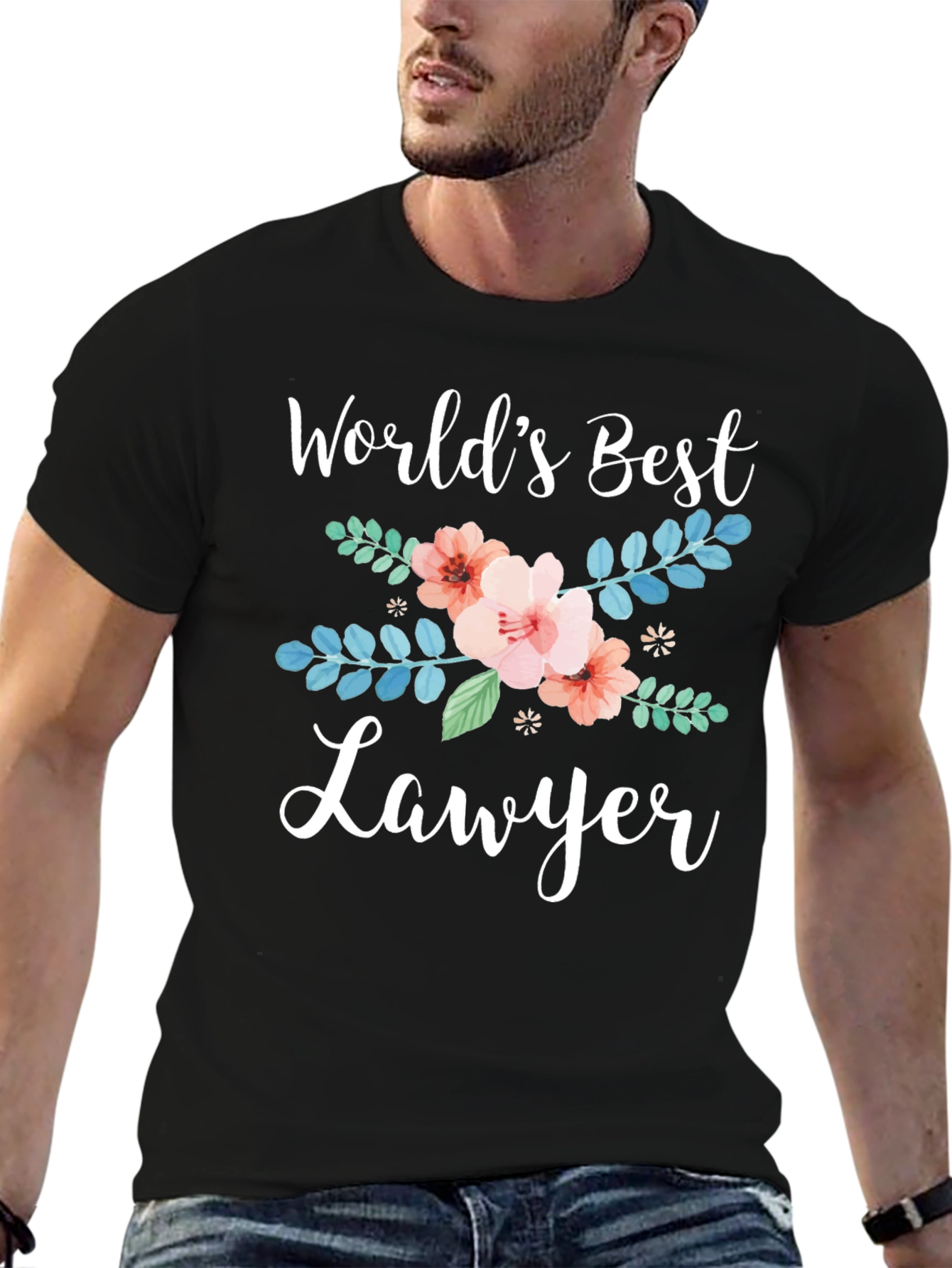 Worlds Best Lawyer Floral Graphic Tee