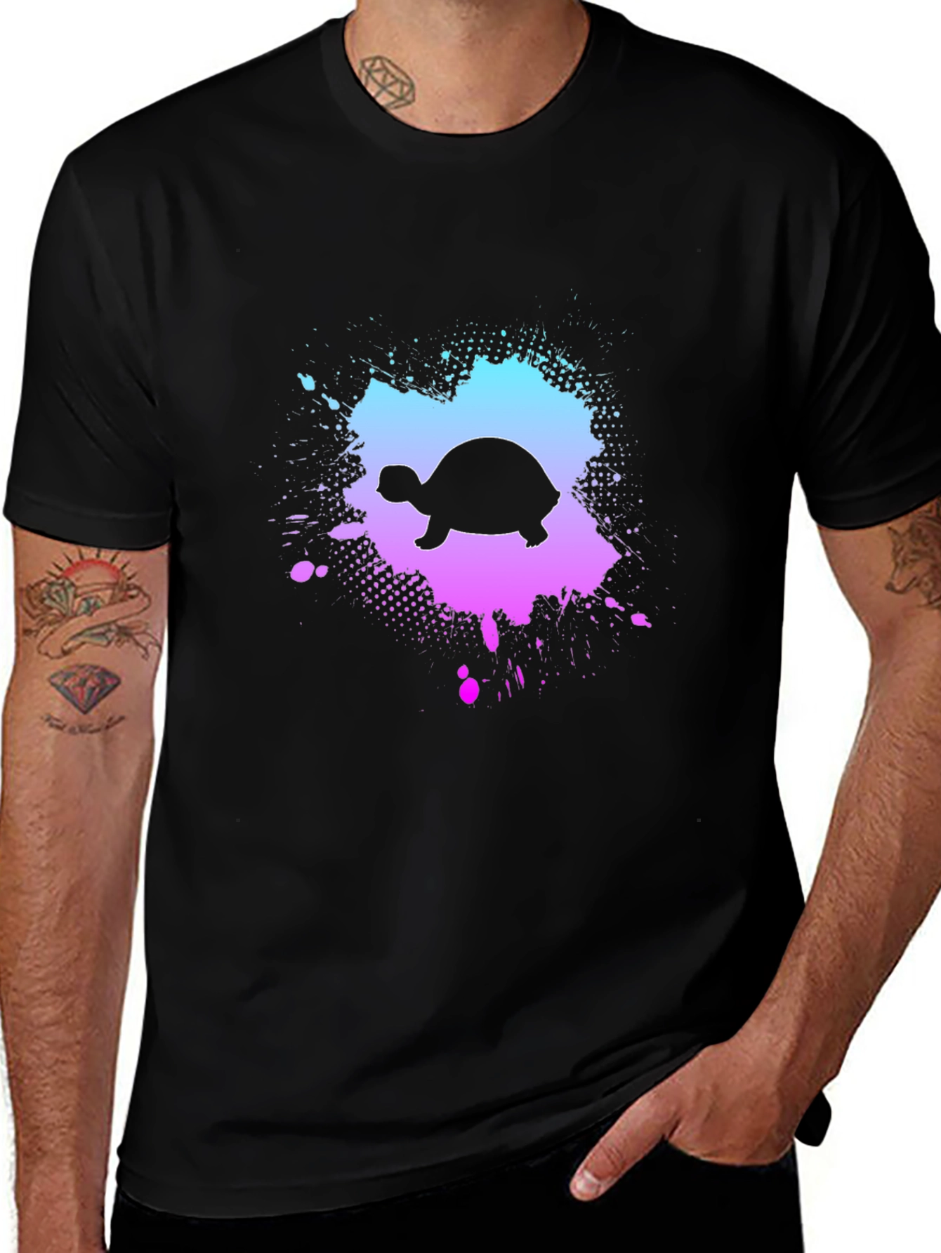Turtle Splash Graphic Black T-Shirt