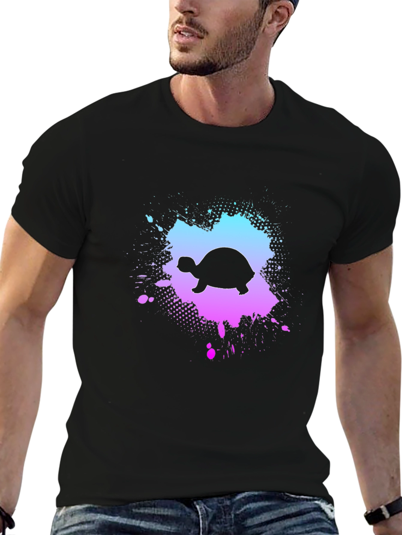 Turtle Splash Graphic Black T-Shirt
